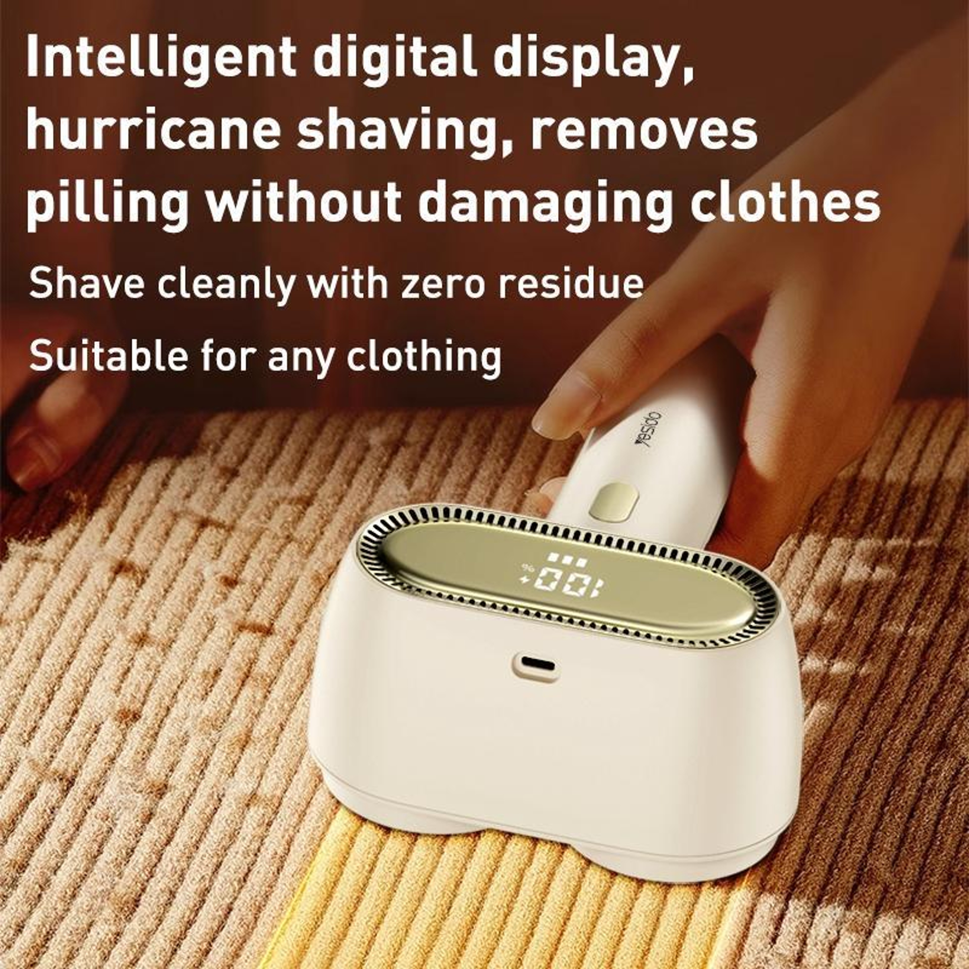 Dual Head Electric Lint Remover With LED Display And Rechargeable Fabric Shaver 1