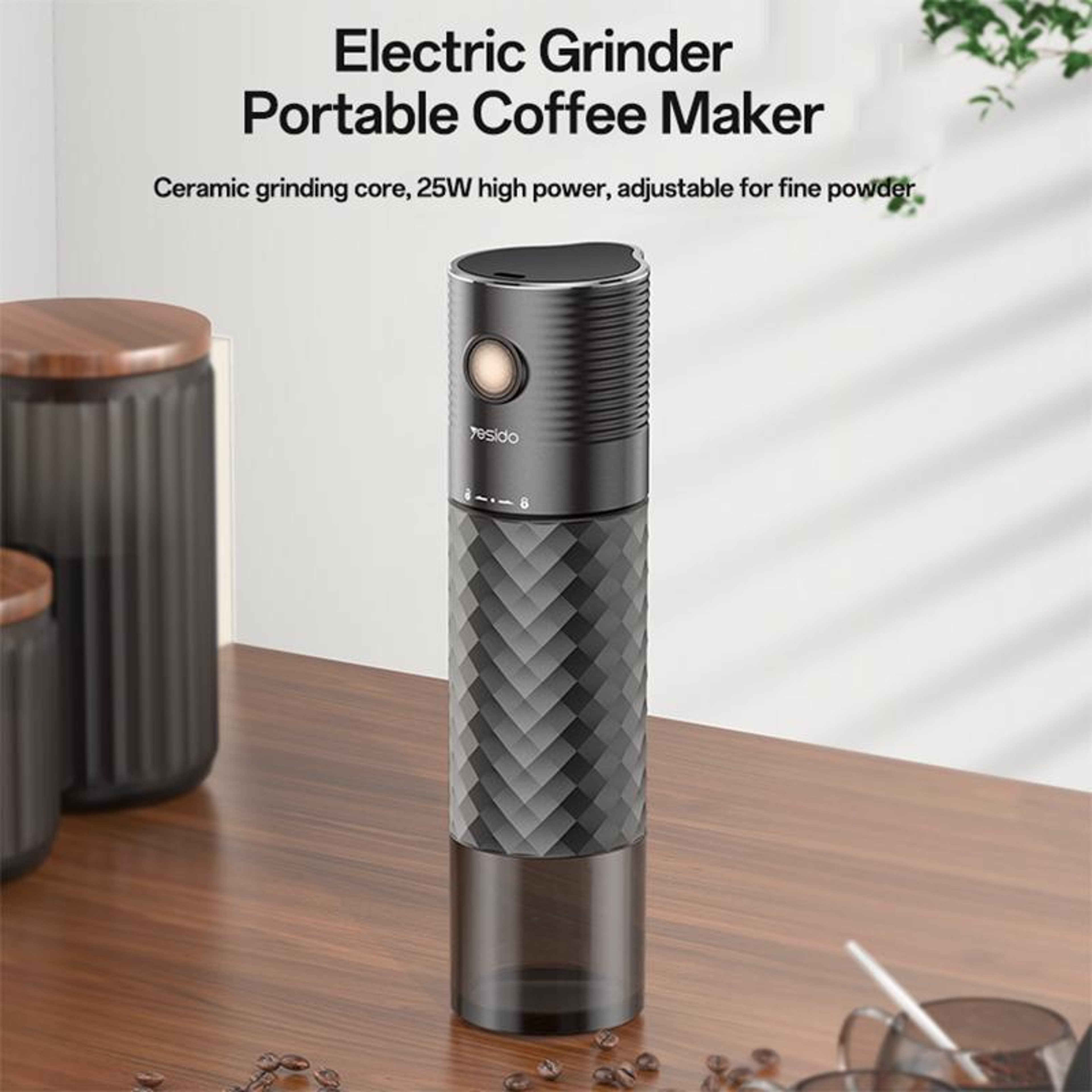 Portable Electric Coffee Grinder With Ceramic Burr And Adjustable Grind 1