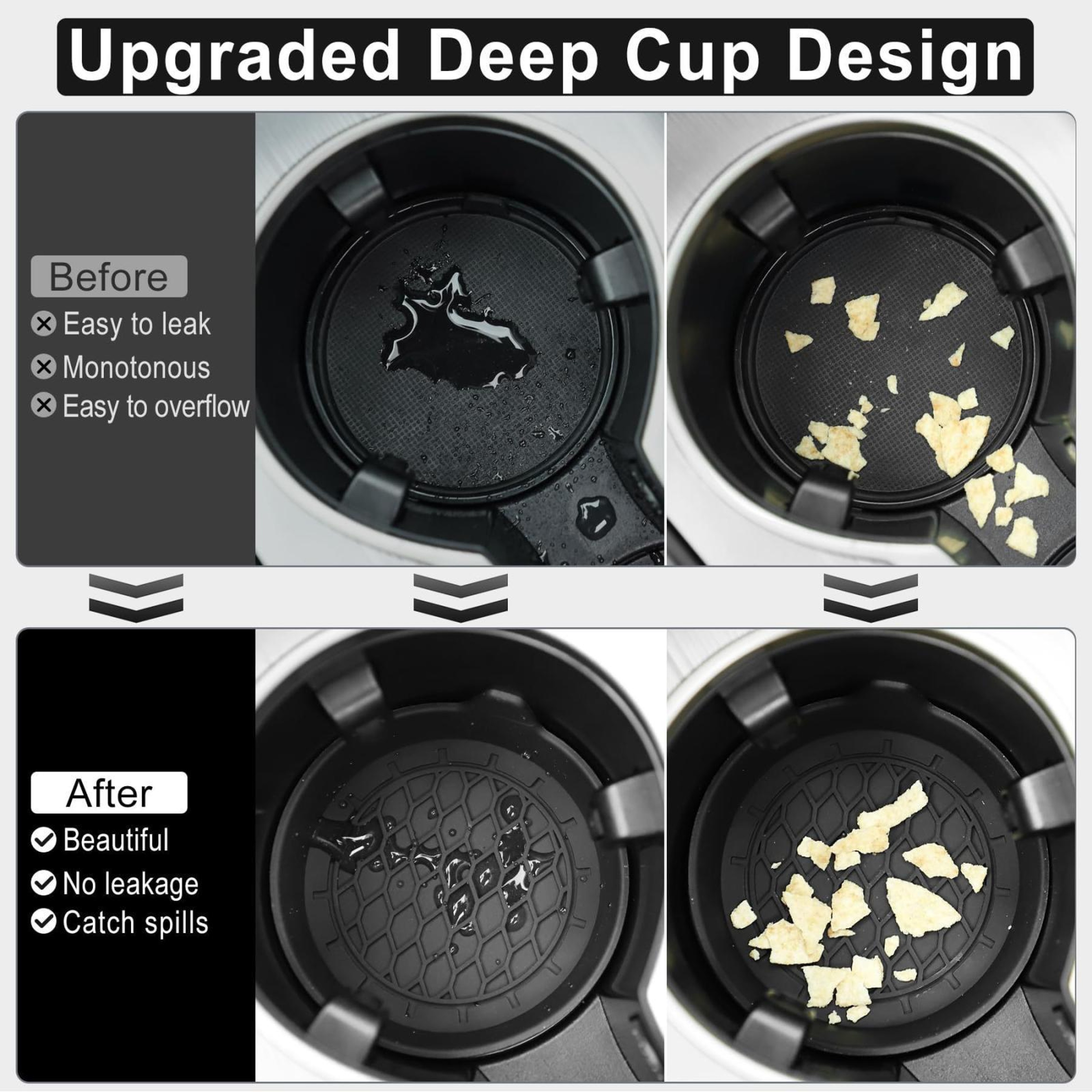 4PCS Silicone Car Cup Holder Coasters With Handle AntiSlip Washable Inserts 6