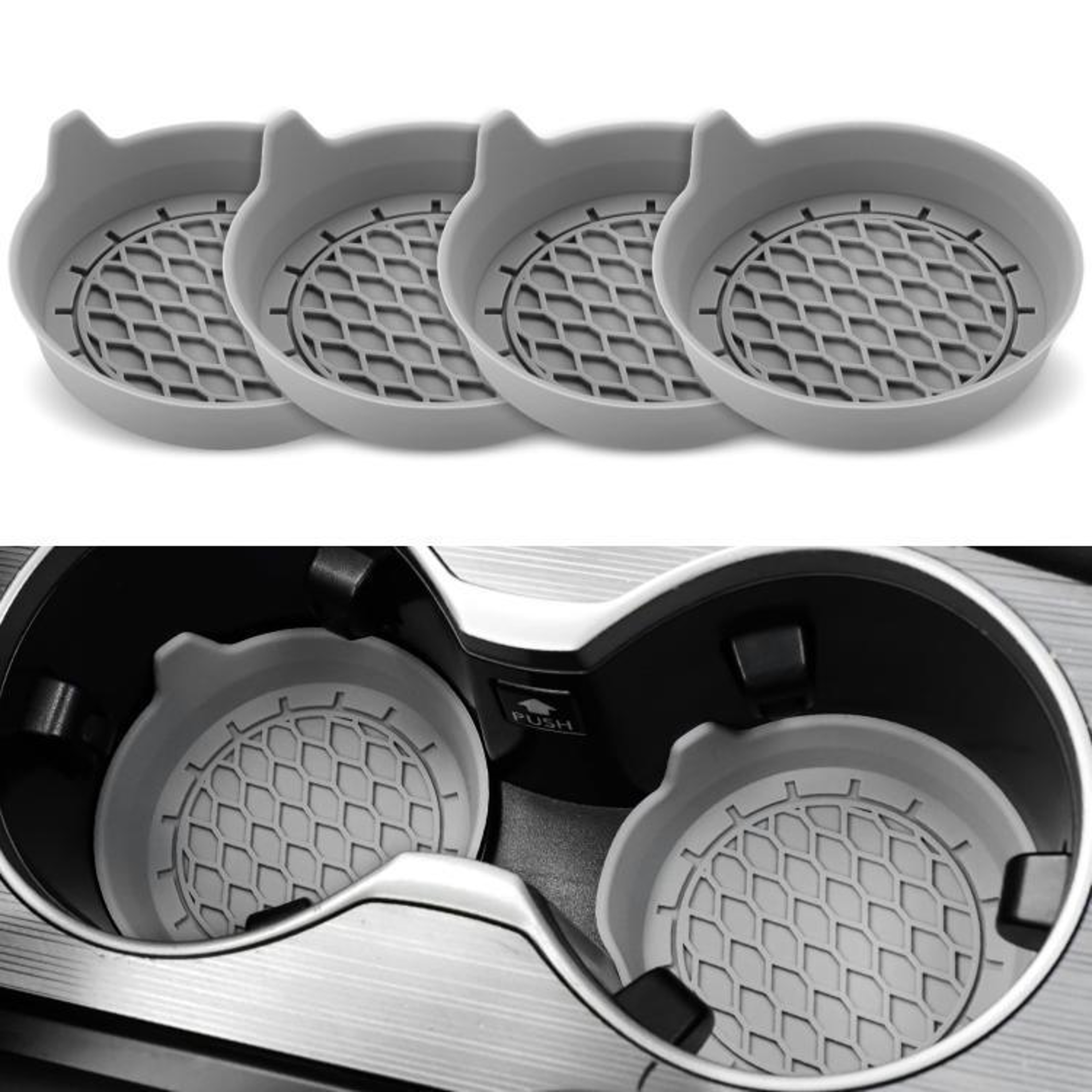 4PCS Silicone Car Cup Holder Coasters With Handle AntiSlip Car Coasters For Cleaner Quieter Drives 9