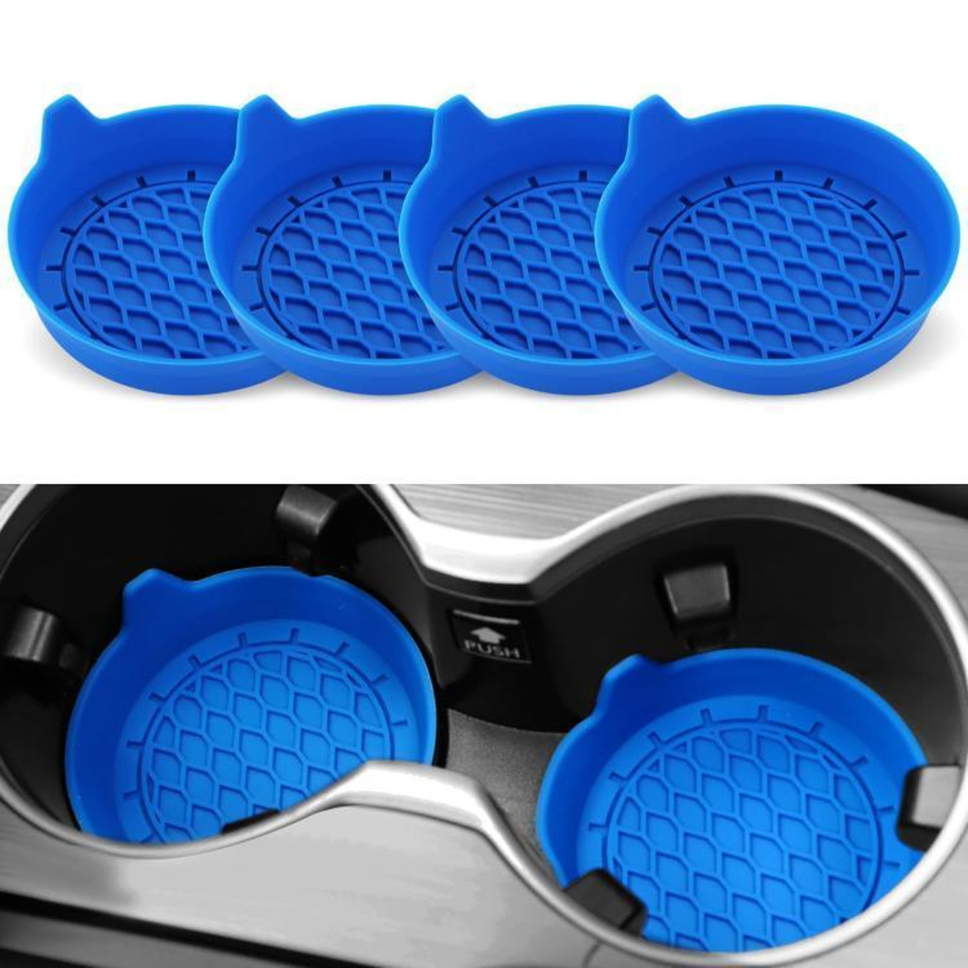 4PCS Silicone Car Cup Holder Coasters With Handle AntiSlip Car Coasters For Cleaner Quieter Drives 7