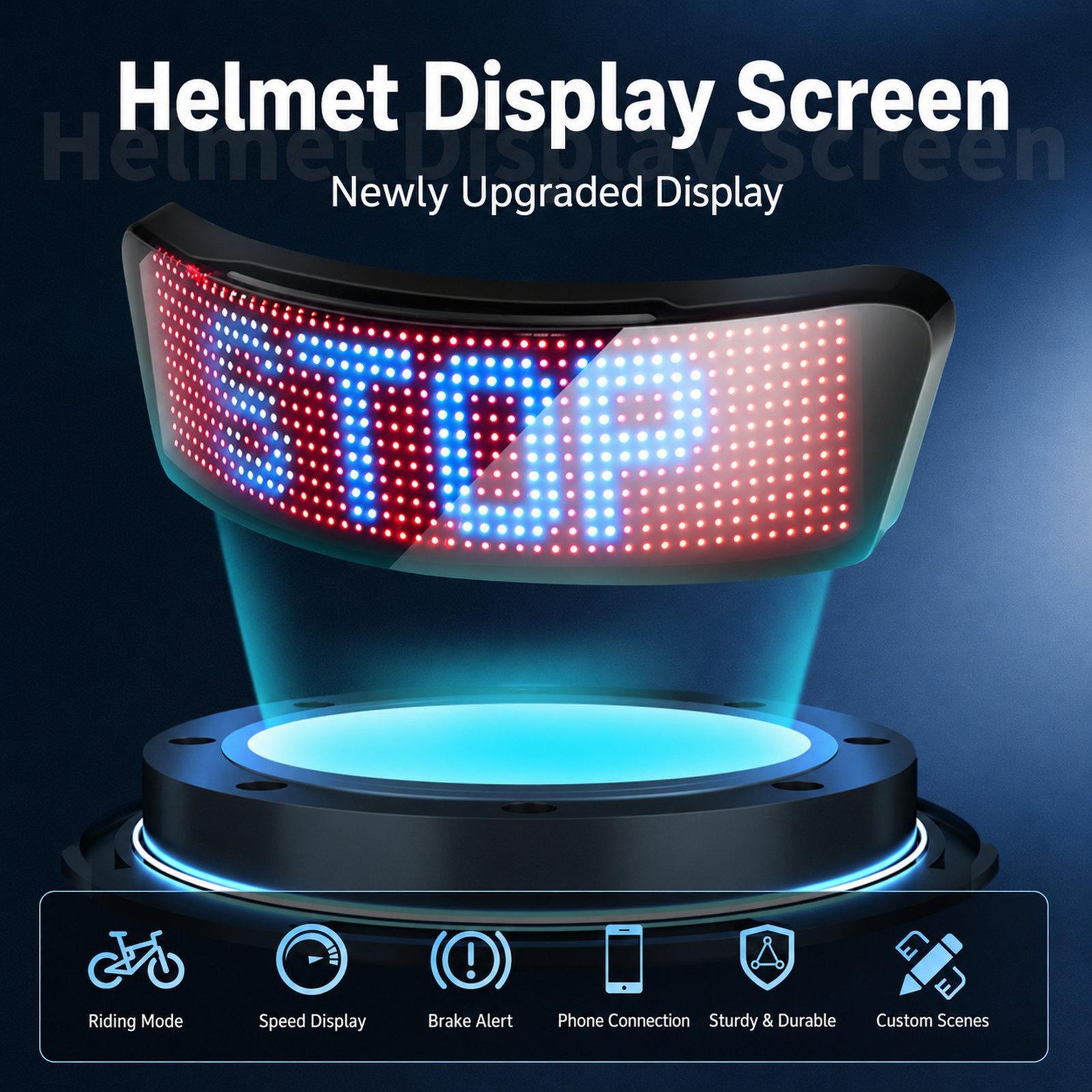 Smart Motorcycle Helmet LED Display with App Control, Custom RGB Graphics and Turn Signals – view 2
