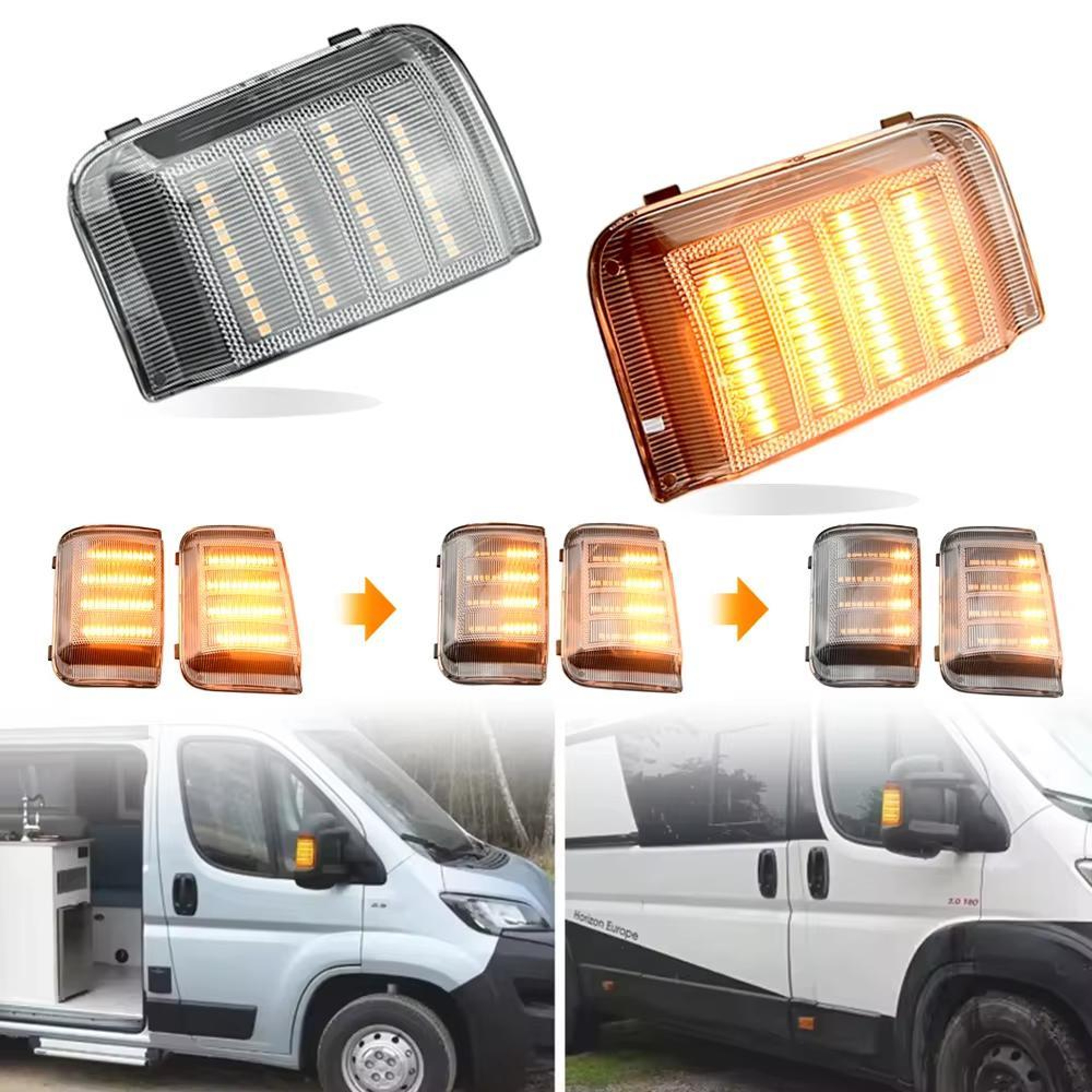 Dynamic LED Side Mirror Turn Signals For Fiat Ducato Peugeot Boxer Ram ProMaster 20062019 3