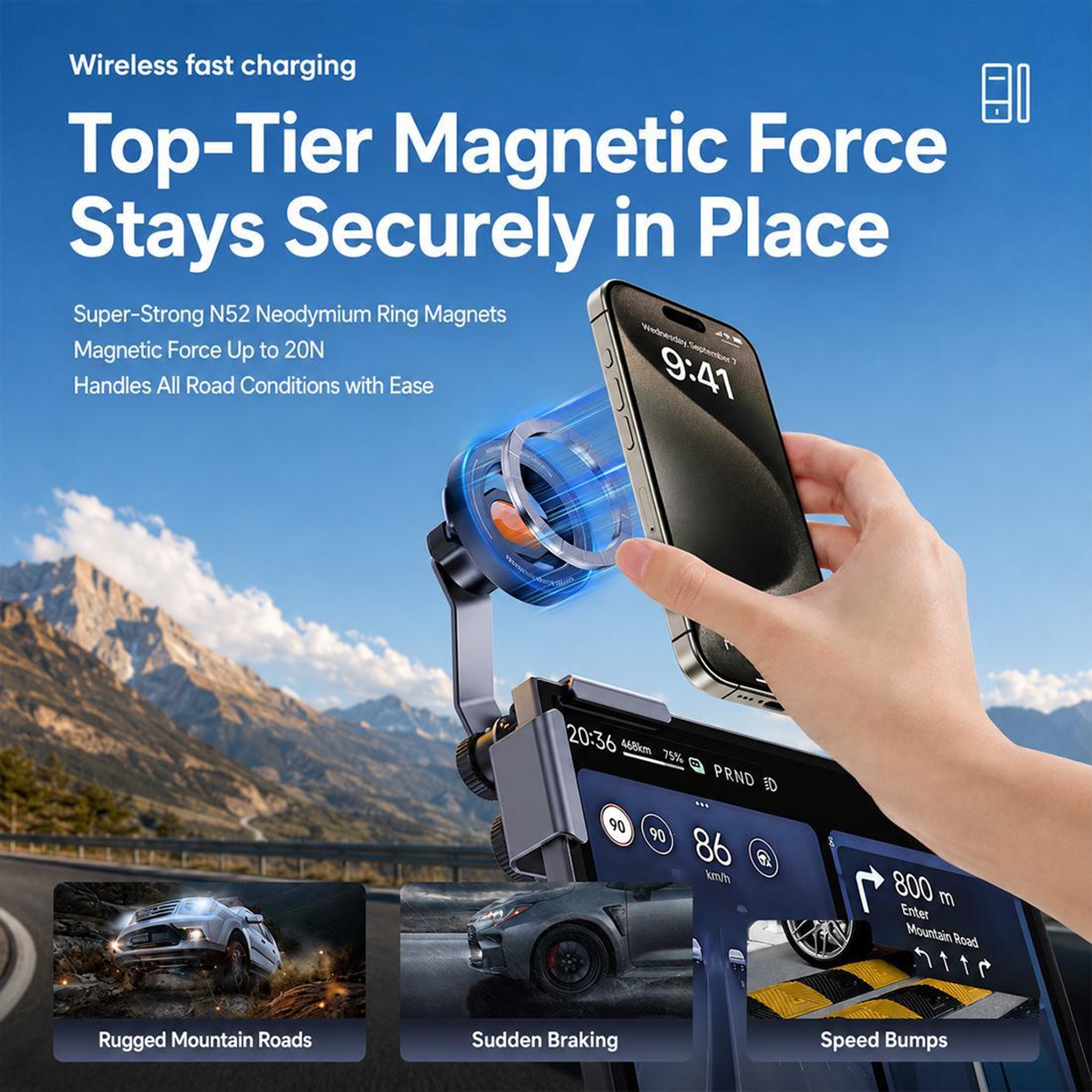 Tesla Magnetic Phone Mount With N52 Magnet 360 Adjustable Screen Holder 4