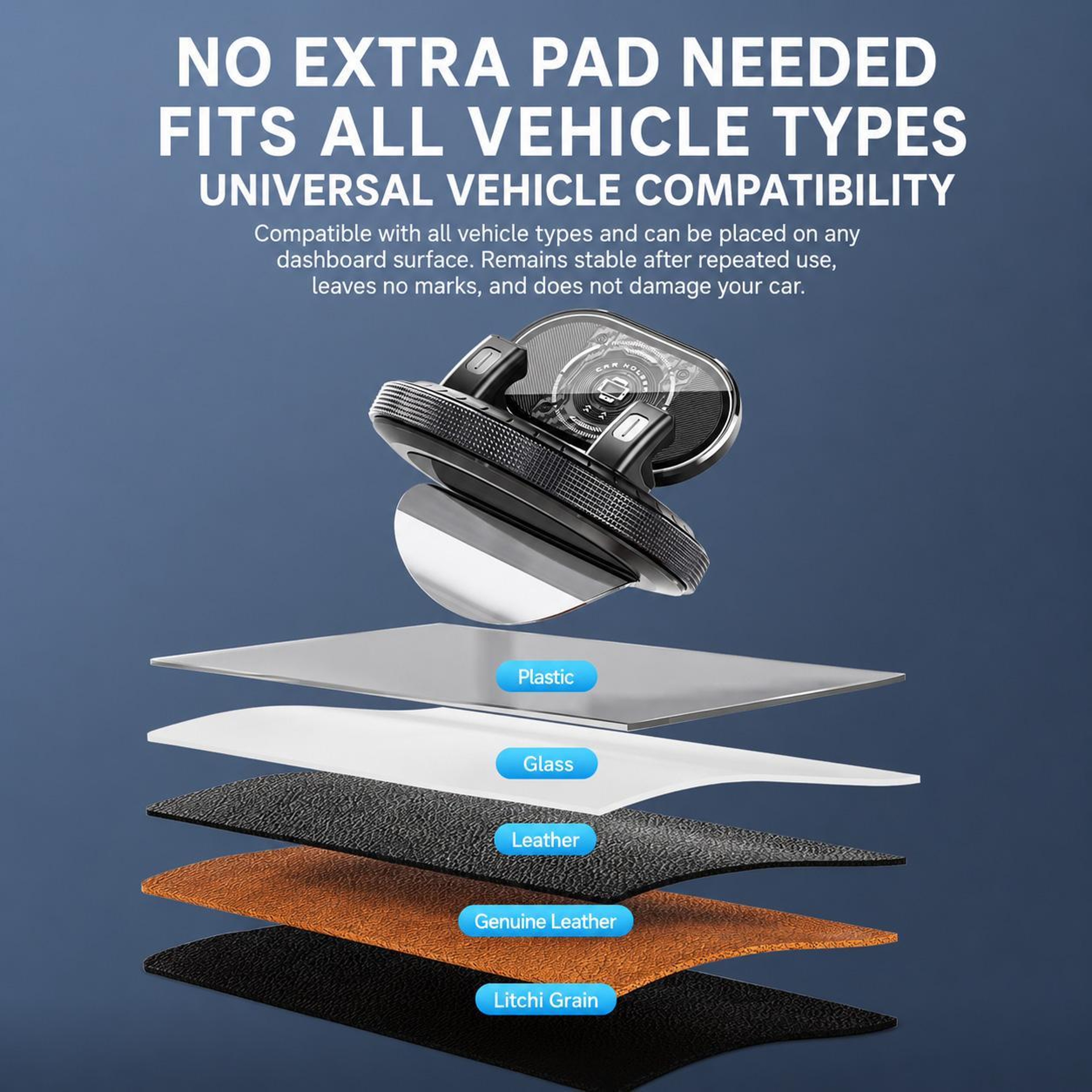 D5 Car Phone Mount with Nano Suction Base and 360° Rotating Anti-Shake Holder – view 7