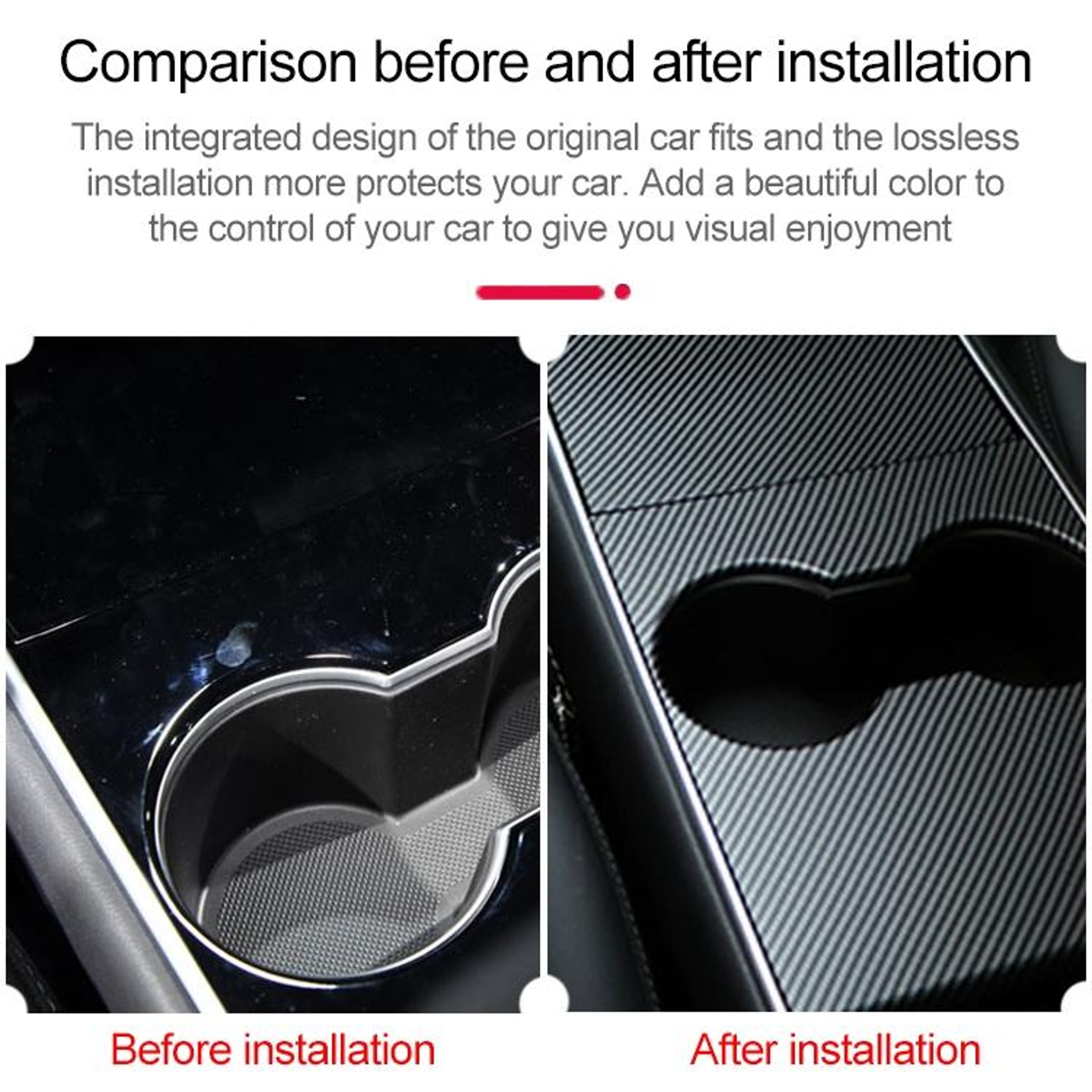 Tesla Model 3 Center Console Wrap Carbon Fiber PVC Scratch Protection Film Pre2021 7