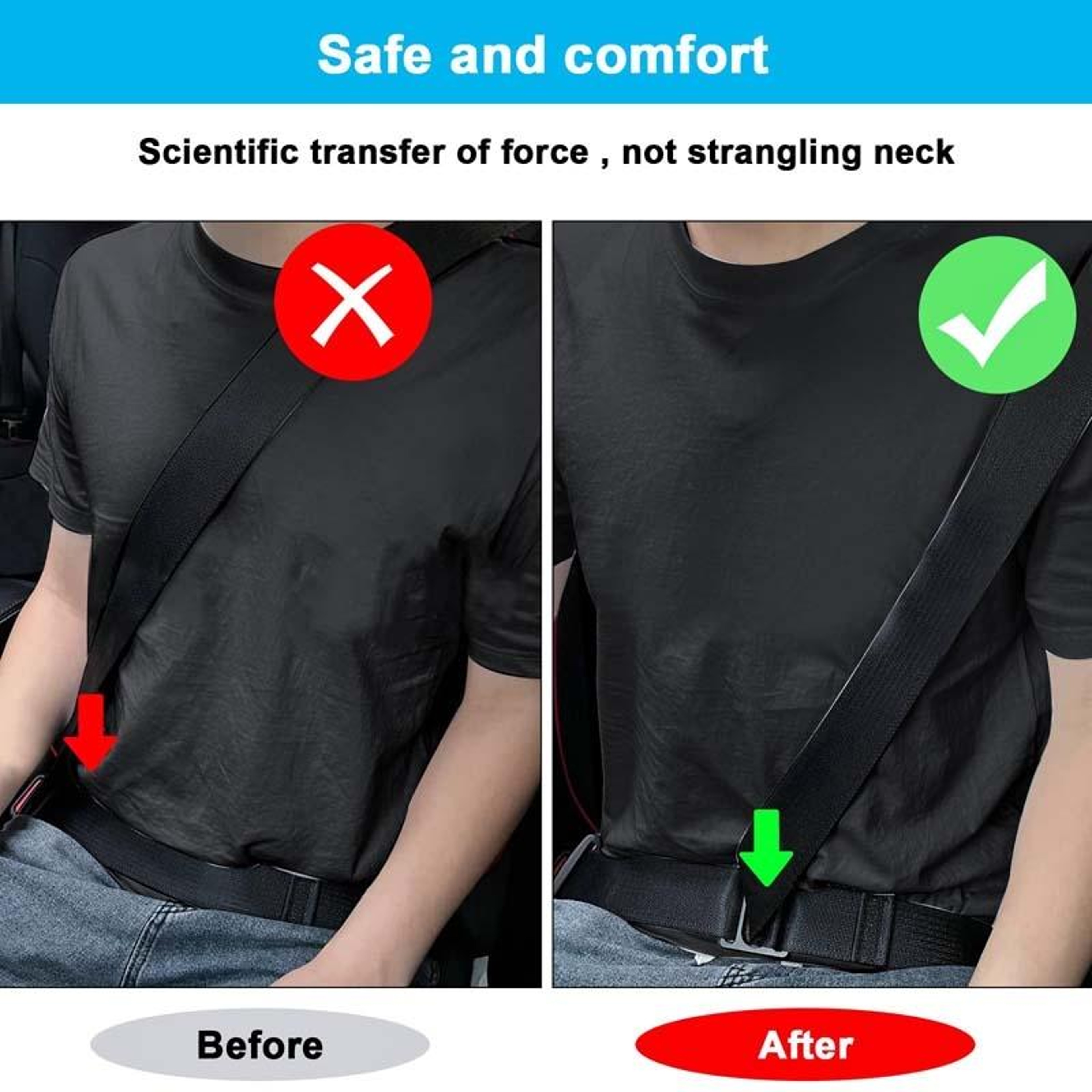 Kids Seat Belt Adjuster Universal Alloy Seat Belt Positioner for Comfortable Car Travel – view 6
