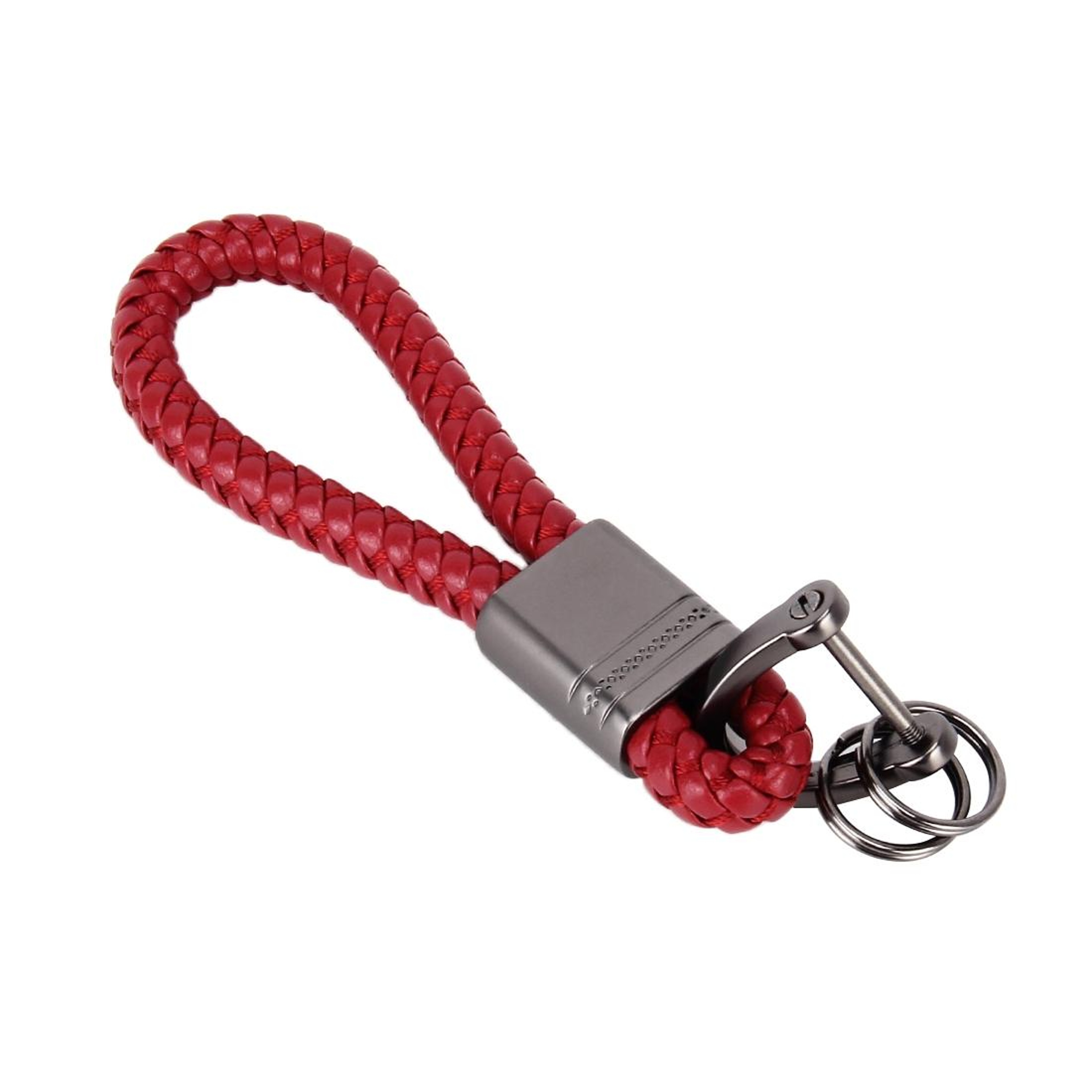 Crystal Inlaid PU Leather Keychain With Braided Strap And Durable Metal Key Ring 4