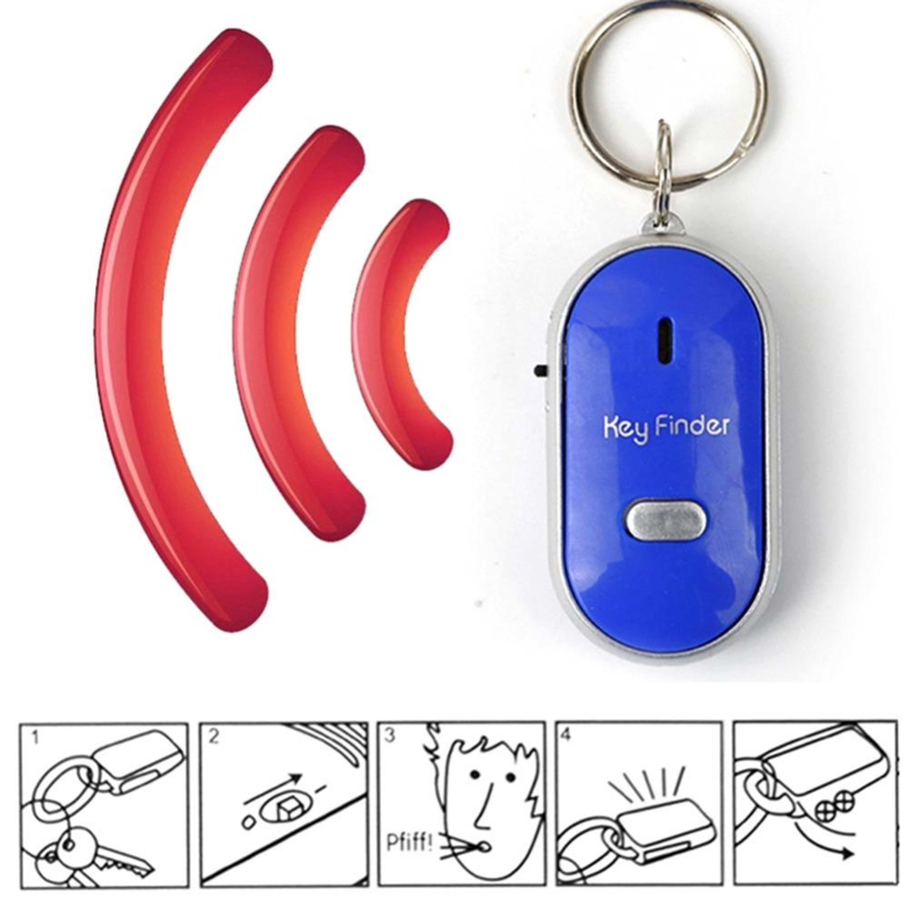 Mini Whistle Key Finder With LED Flash And Sound Activated Key Locator 5
