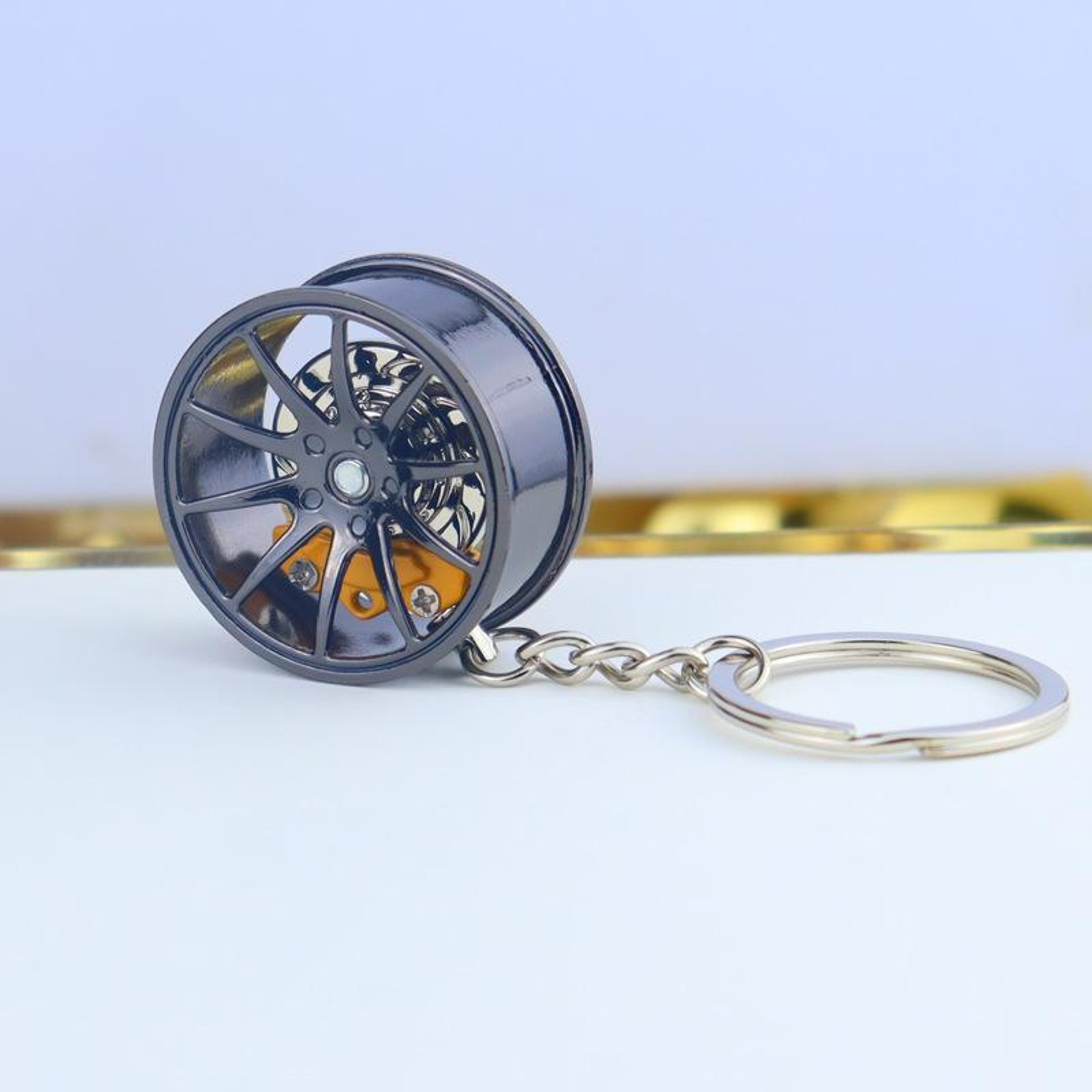 Metal Wheel Hub Brake Disc Car Keychain For Auto Enthusiasts 5