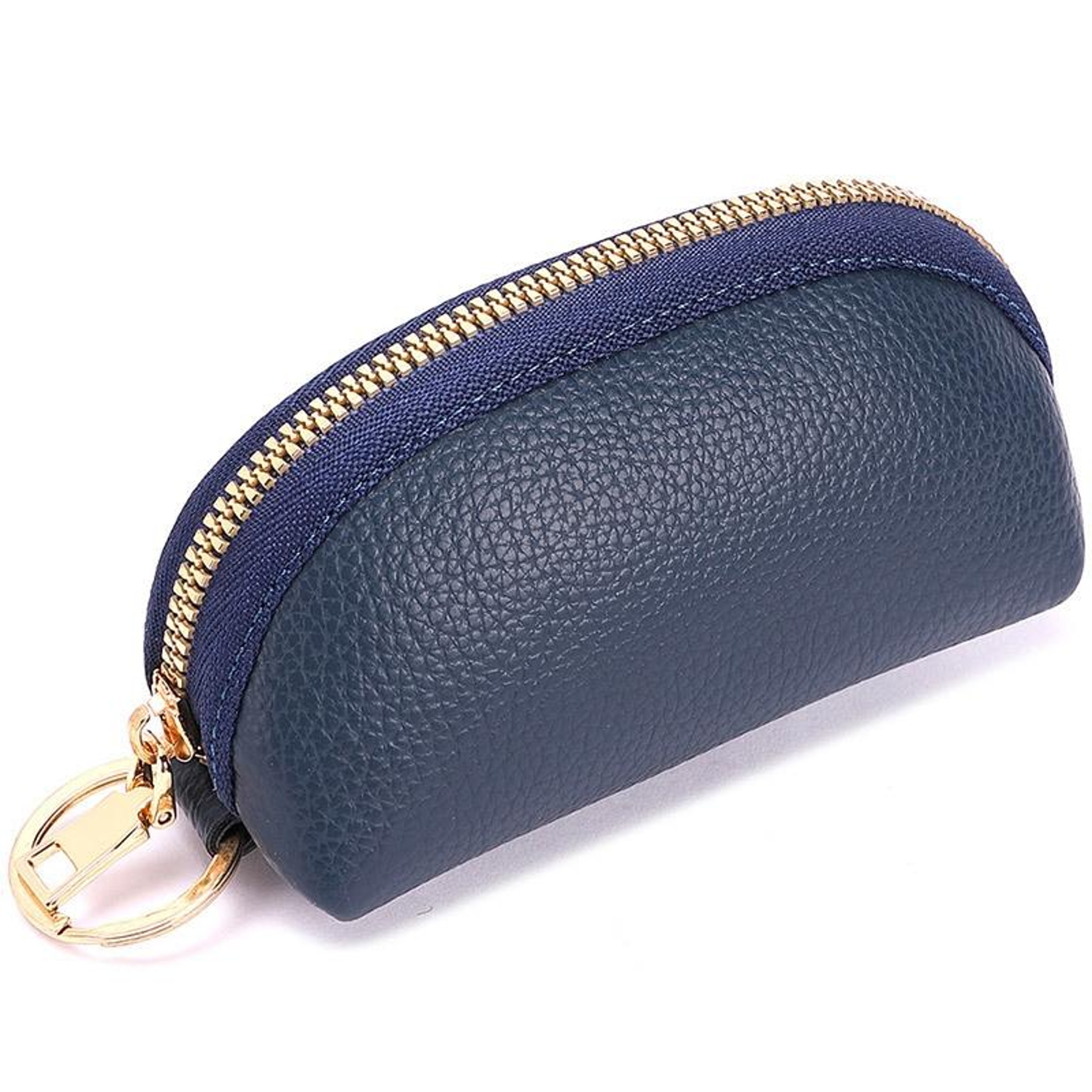 Soft PU Leather Car Key Pouch With Key Ring And Zipper Coin Purse 9