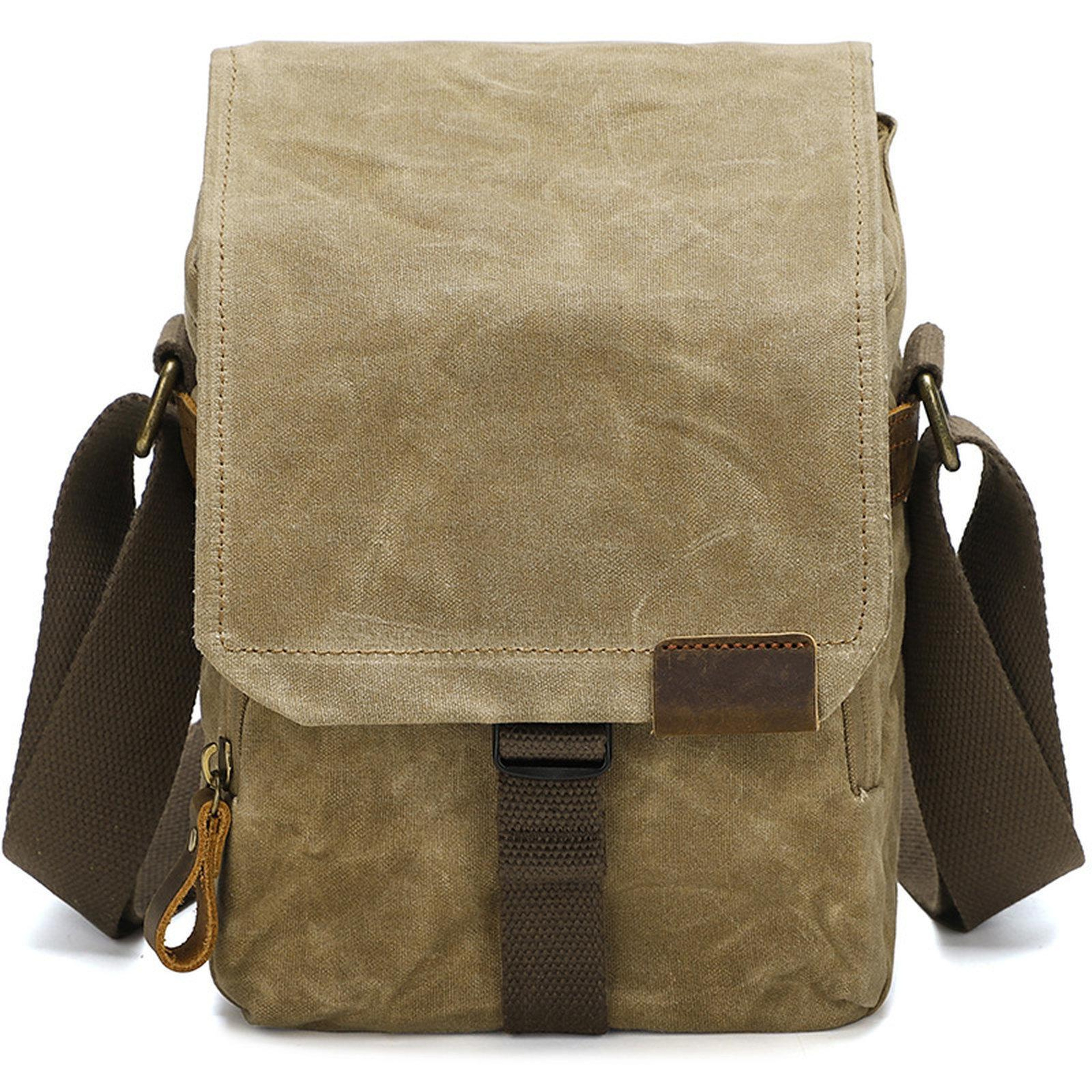 Vintage Waxed Canvas Camera Bag WaterRepellent DSLR  Mirrorless Shoulder Messenger Bag 0