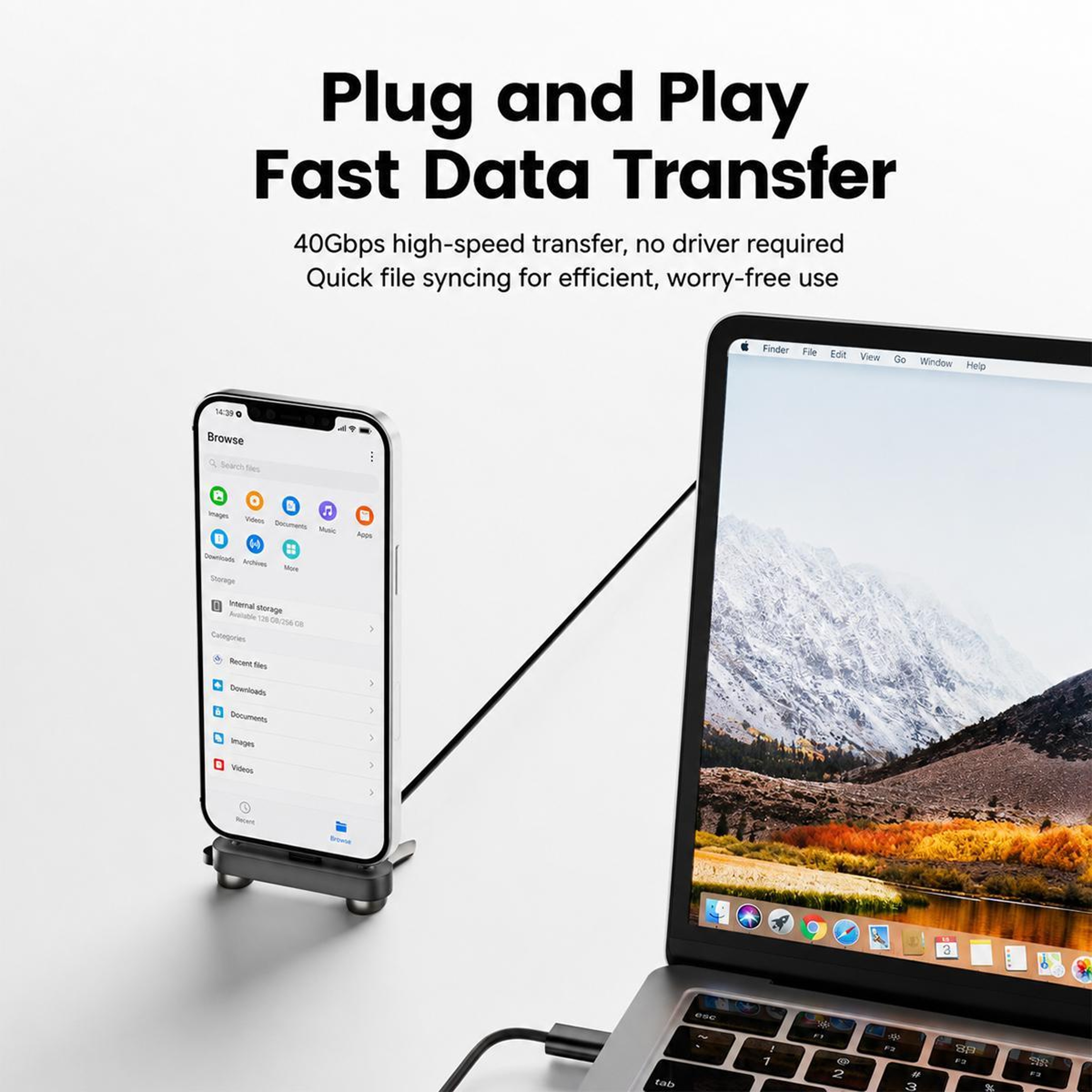 240W USB-C Adapter with Foldable Phone Stand, 40Gbps Data & 8K Video – view 10