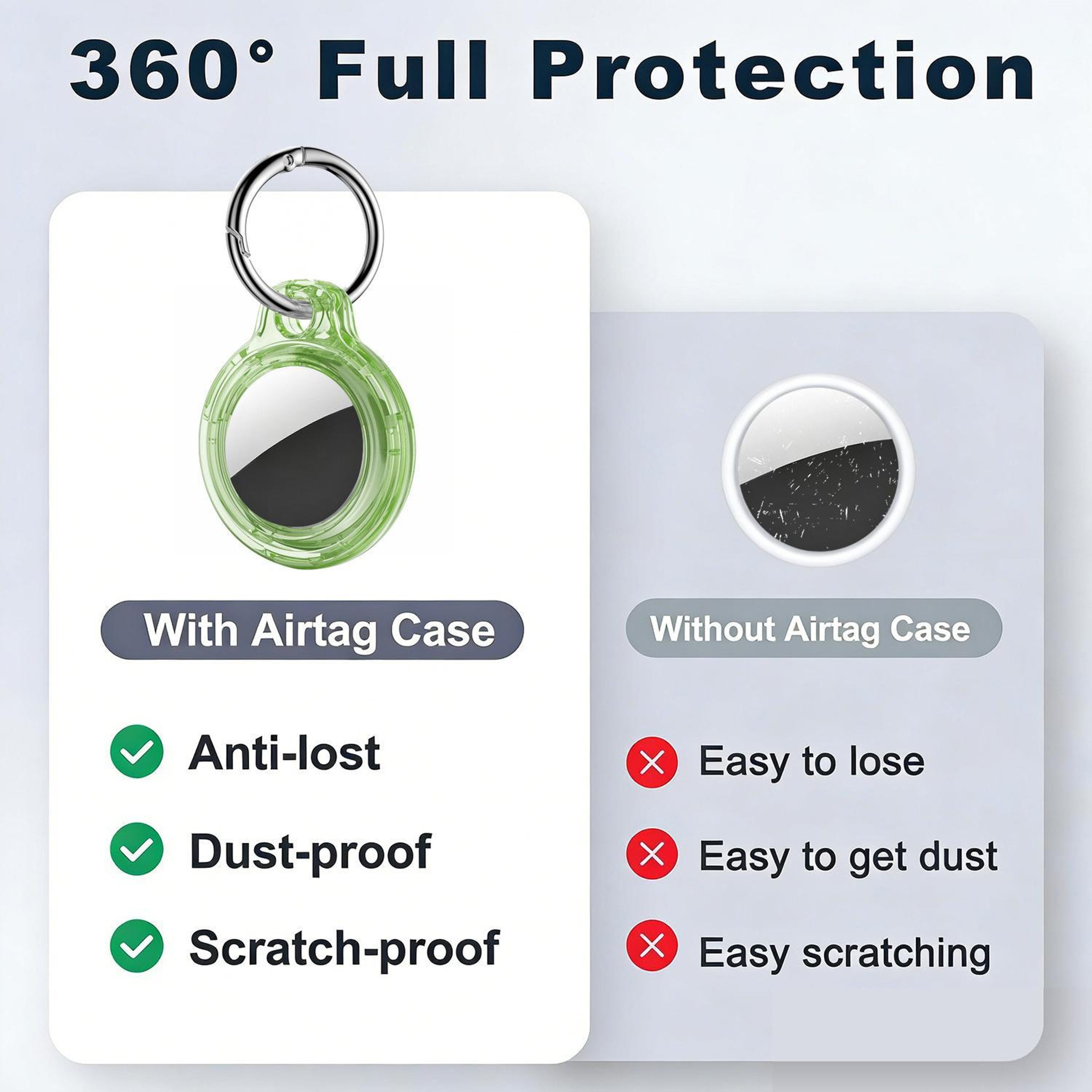 AirTag Case With Key Ring Translucent Hard PC Protective Holder For AirTag 2nd  1st Gen 7