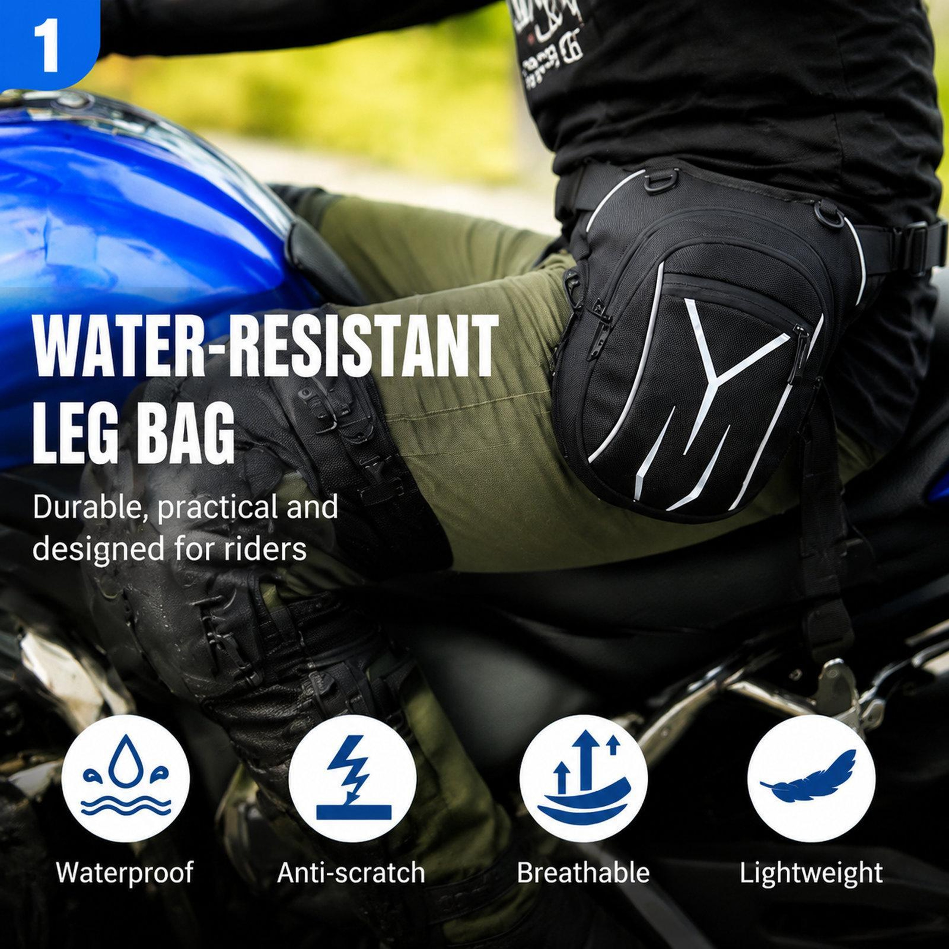 Men Waterproof Motorcycle Leg Bag with Large-Capacity Crossbody and Waist Carry – view 3