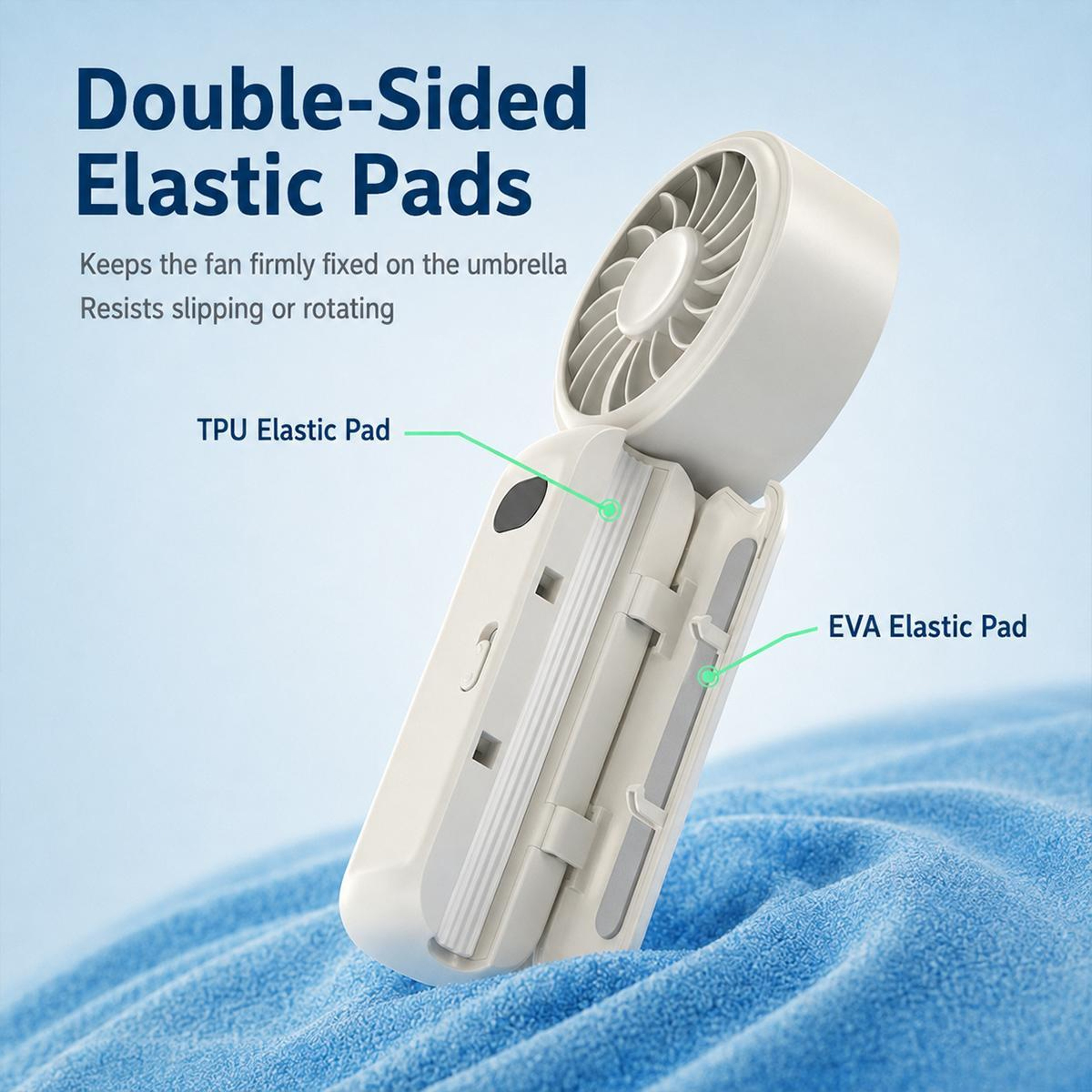 Umbrella Clip Fan Rechargeable 5-Speed Foldable Handheld Fan – view 4