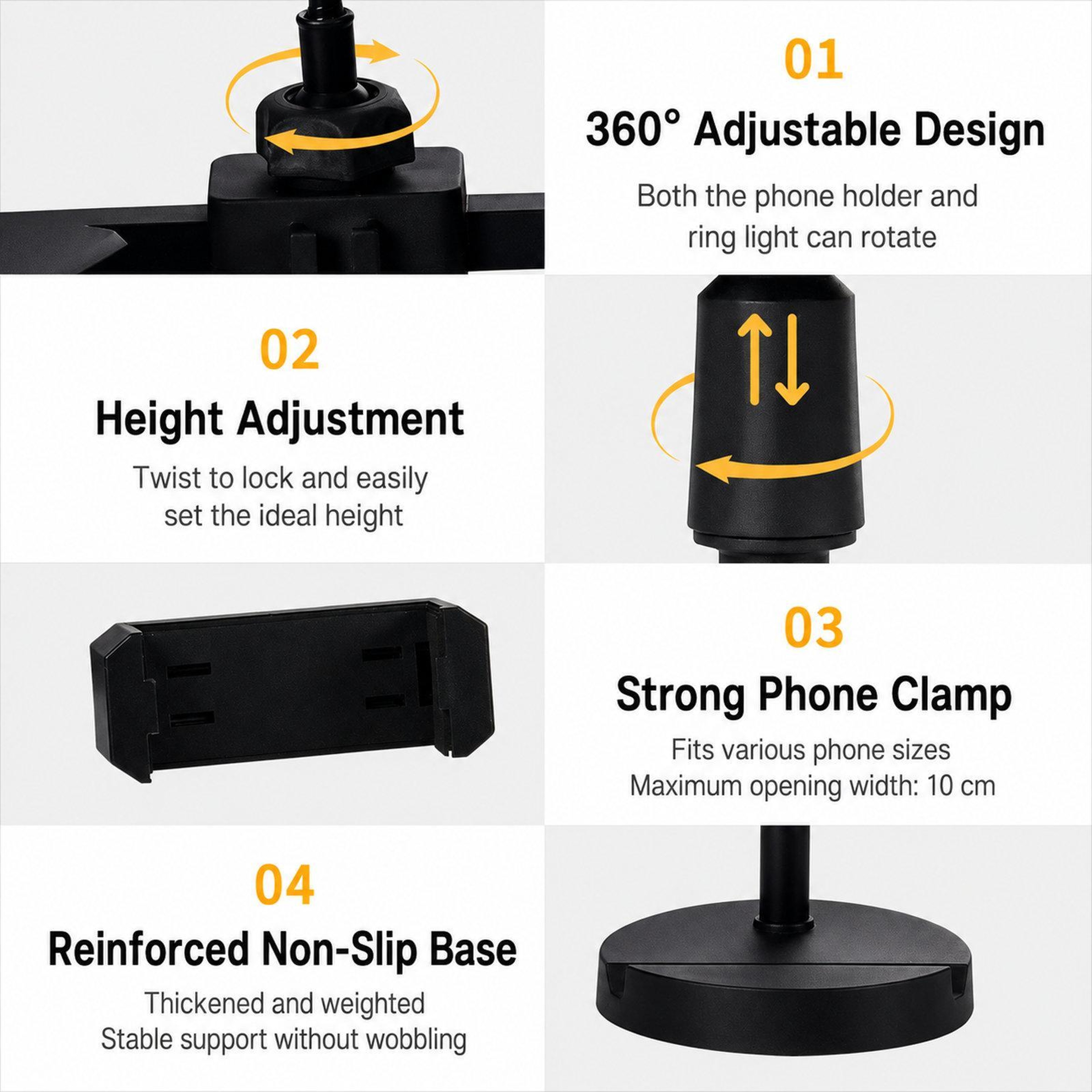 10 Inch Ring Light With Phone Holder TripleMount Live Streaming Stand 10