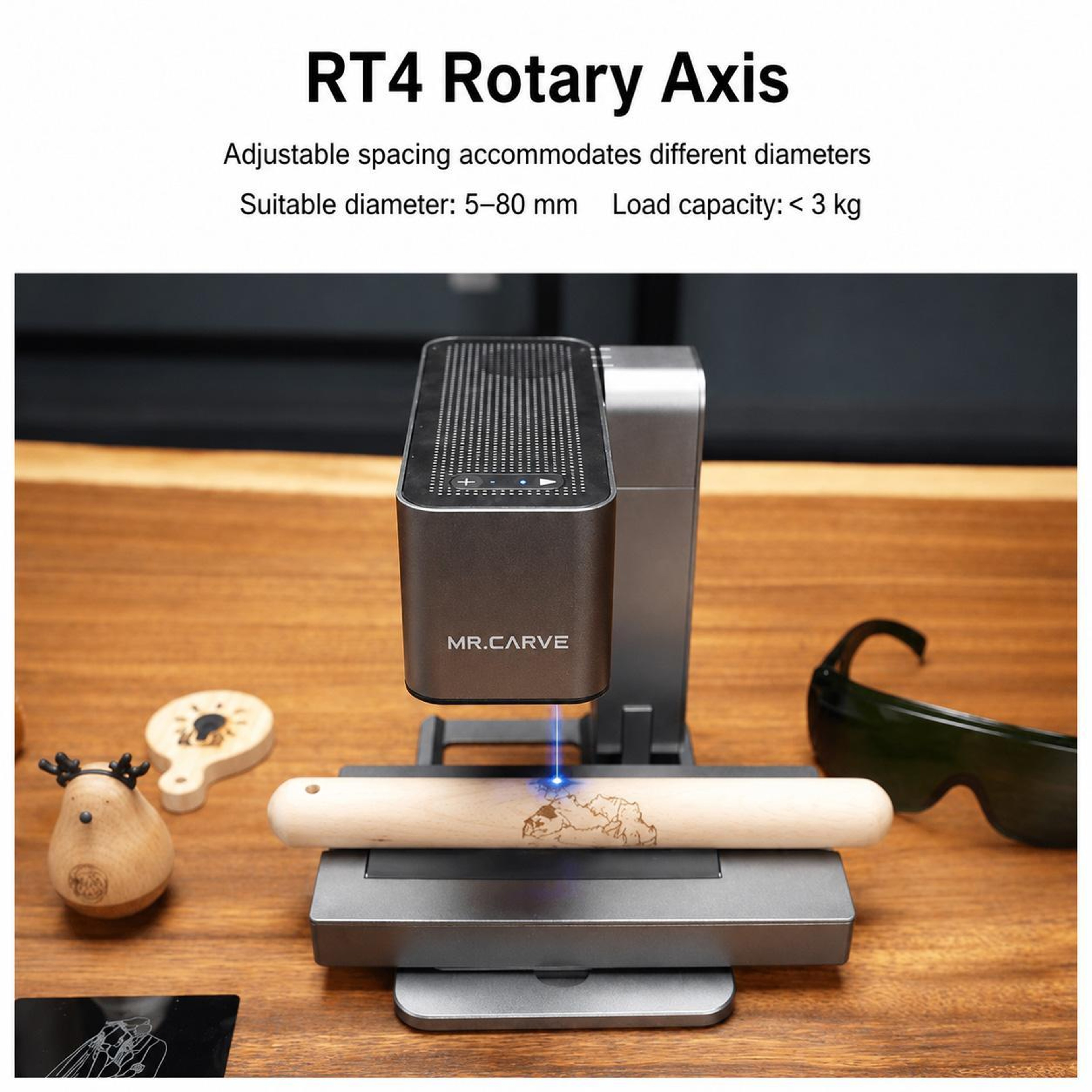 RT5 Laser Engraver Rotary Attachment 360° Adjustable Rotary Axis for Cylinders – view 4