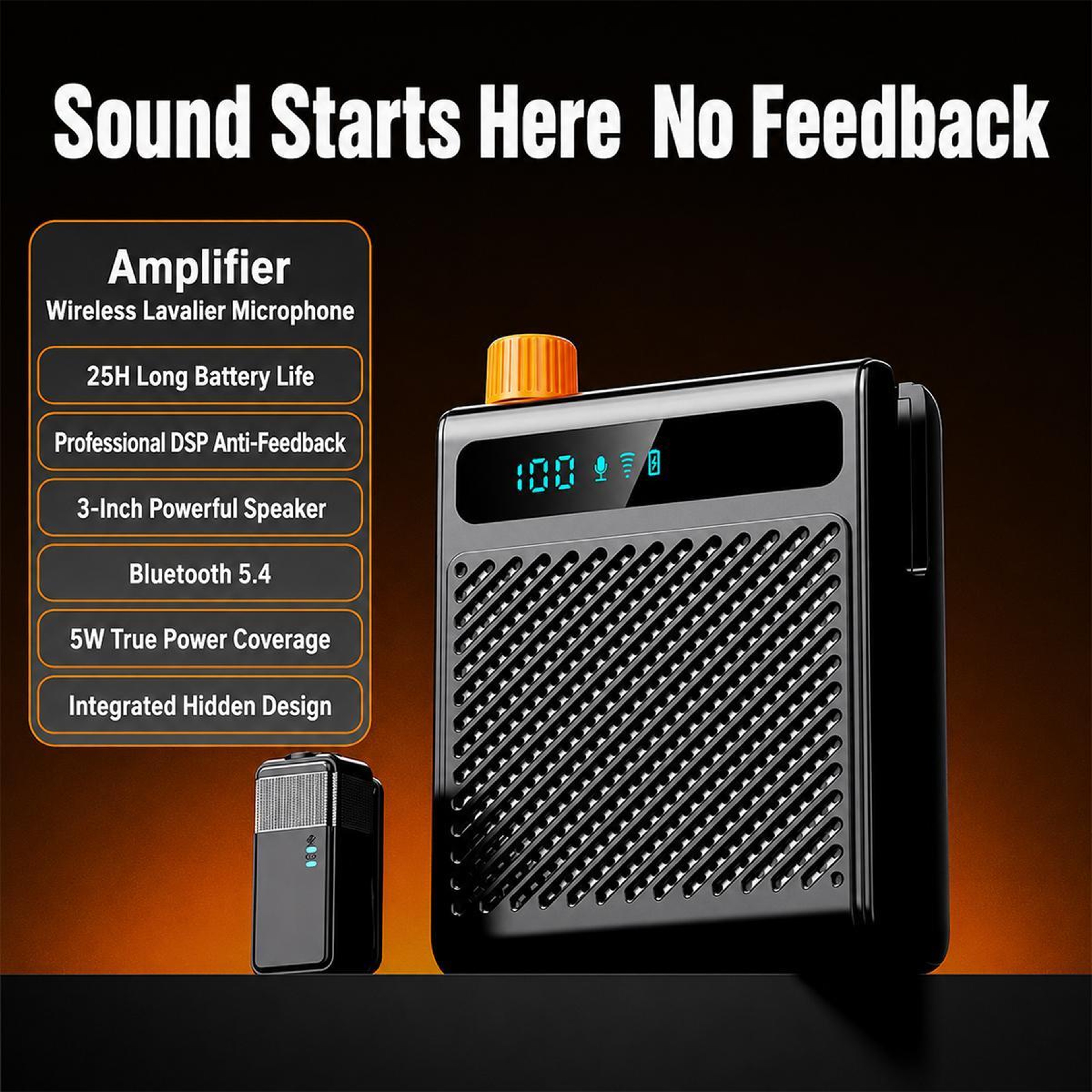 KY300 Portable Voice Amplifier With Wireless Lavalier Microphone 1