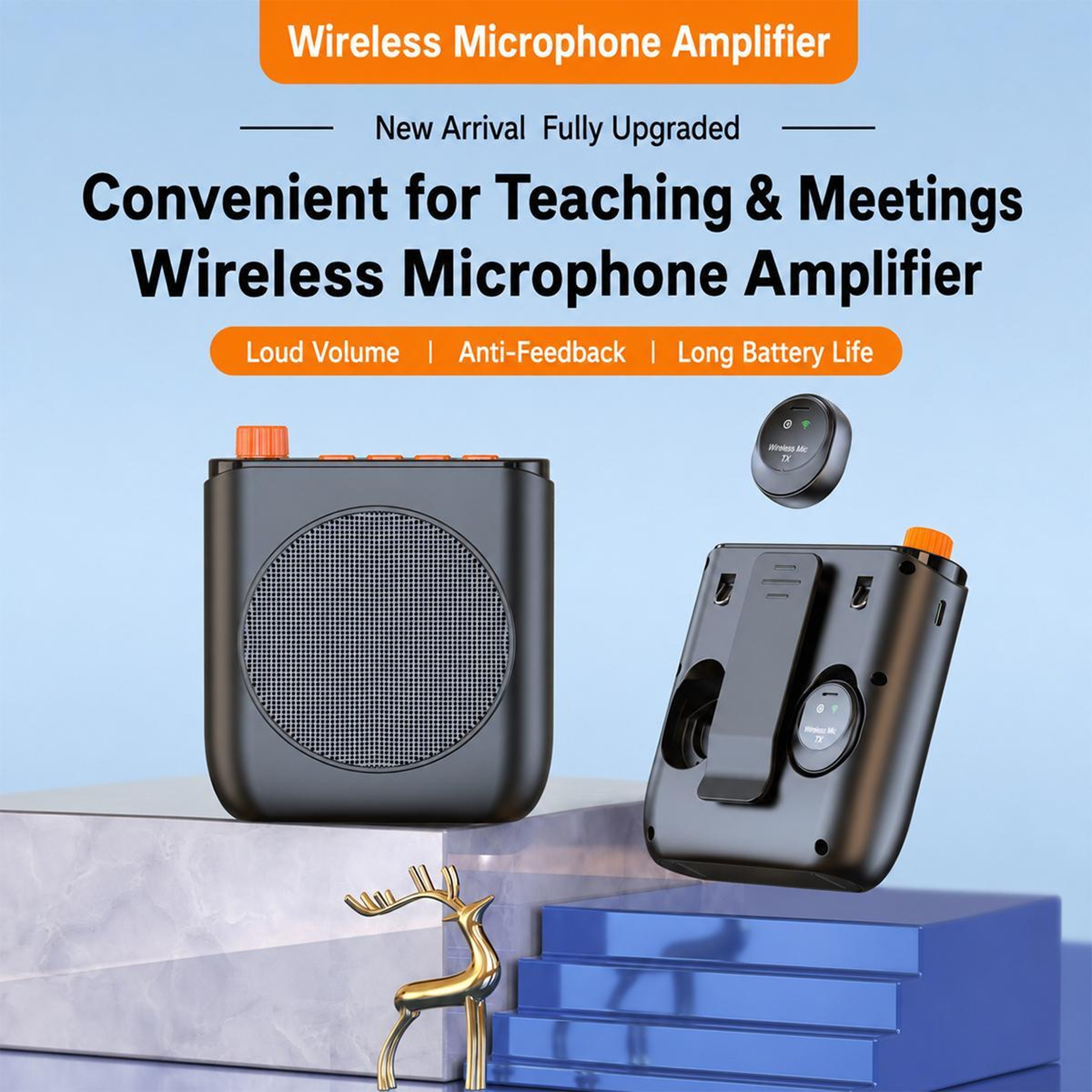 J98 Wireless Voice Amplifier With Dual Wireless Lavalier Microphones For Teachers 8