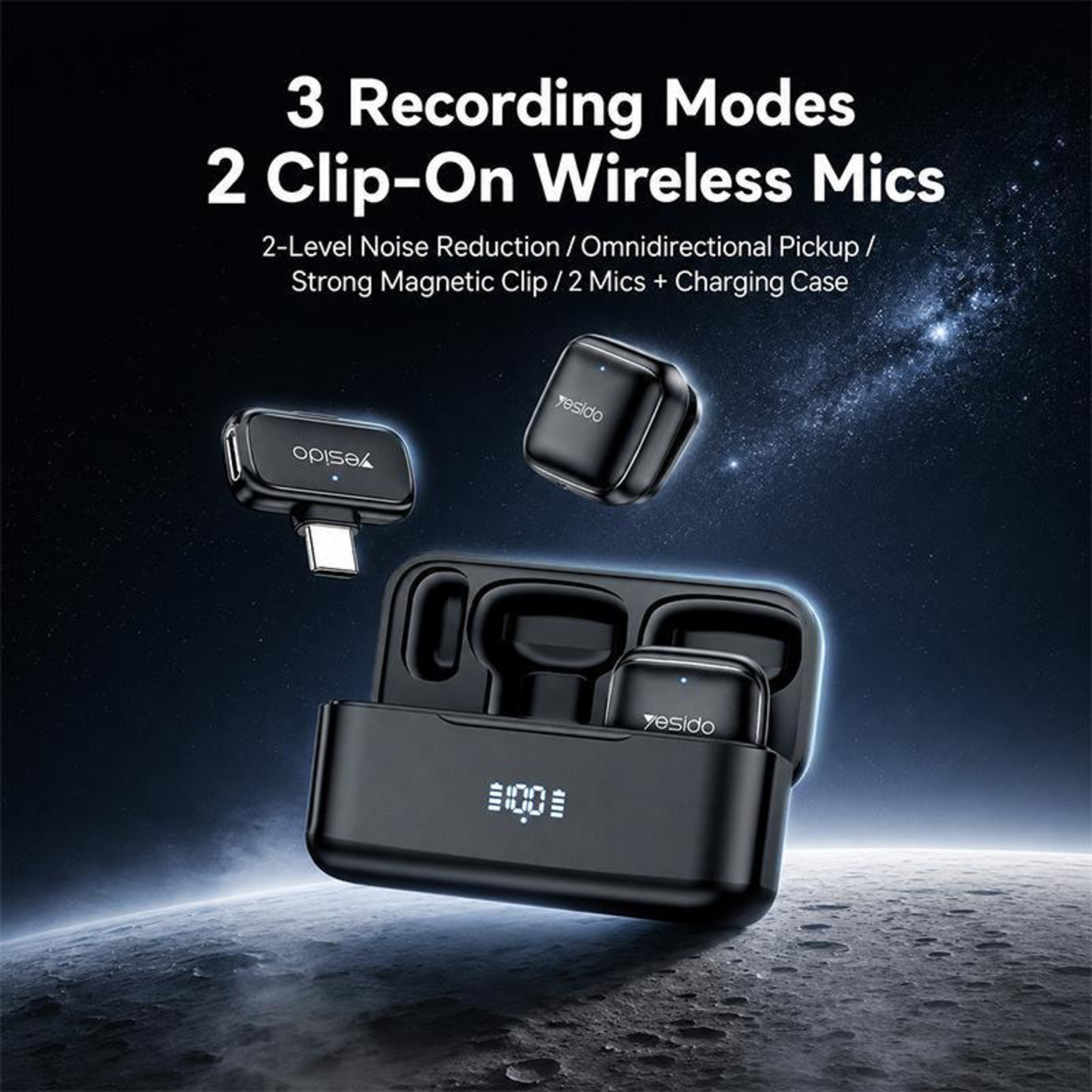 KR31 Wireless Lavalier Microphone with Dual Mic, Type-C Receiver and Charging Case – view 2