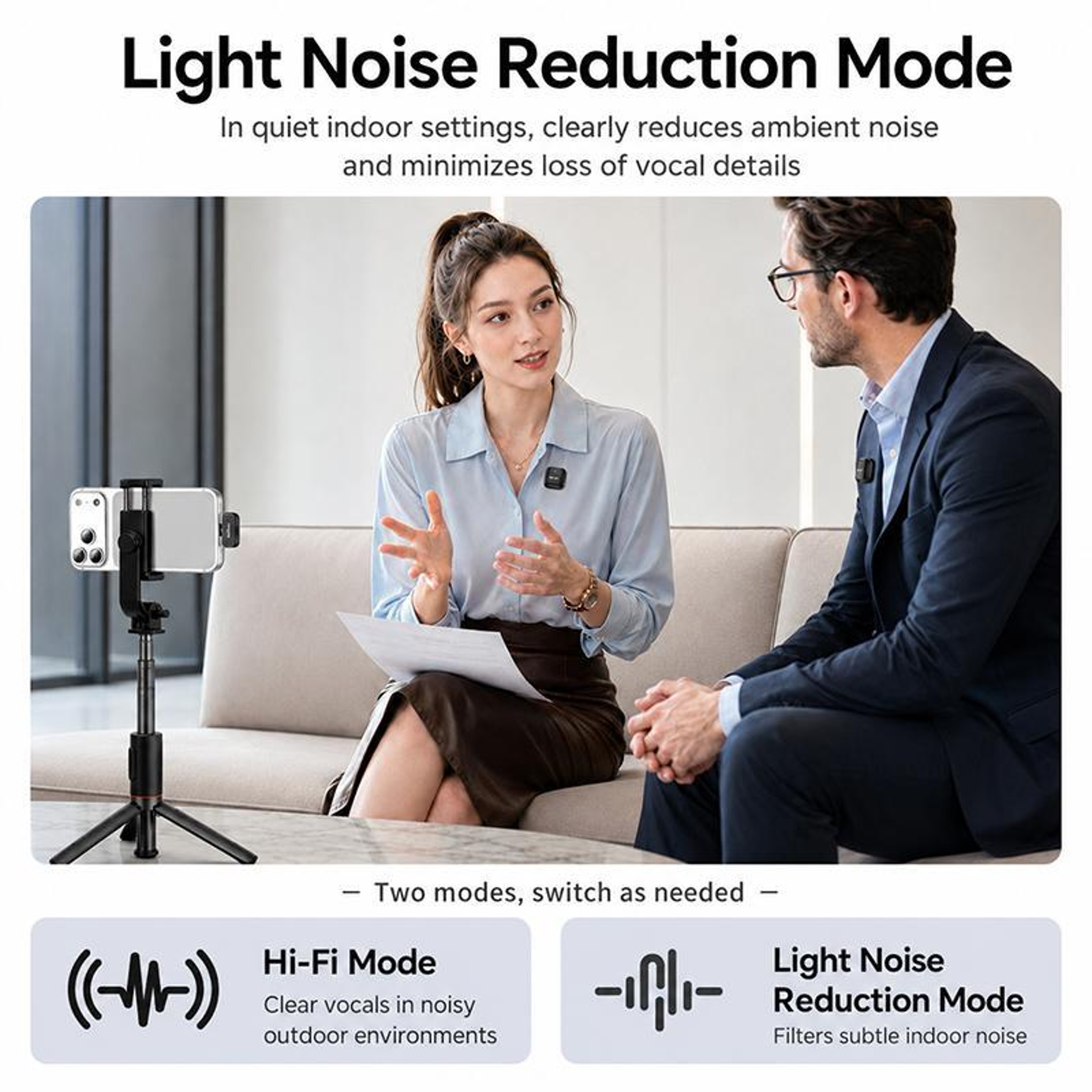 KR29 Dual Wireless Lavalier Microphone with USB-C Receiver and Noise Reduction – view 9
