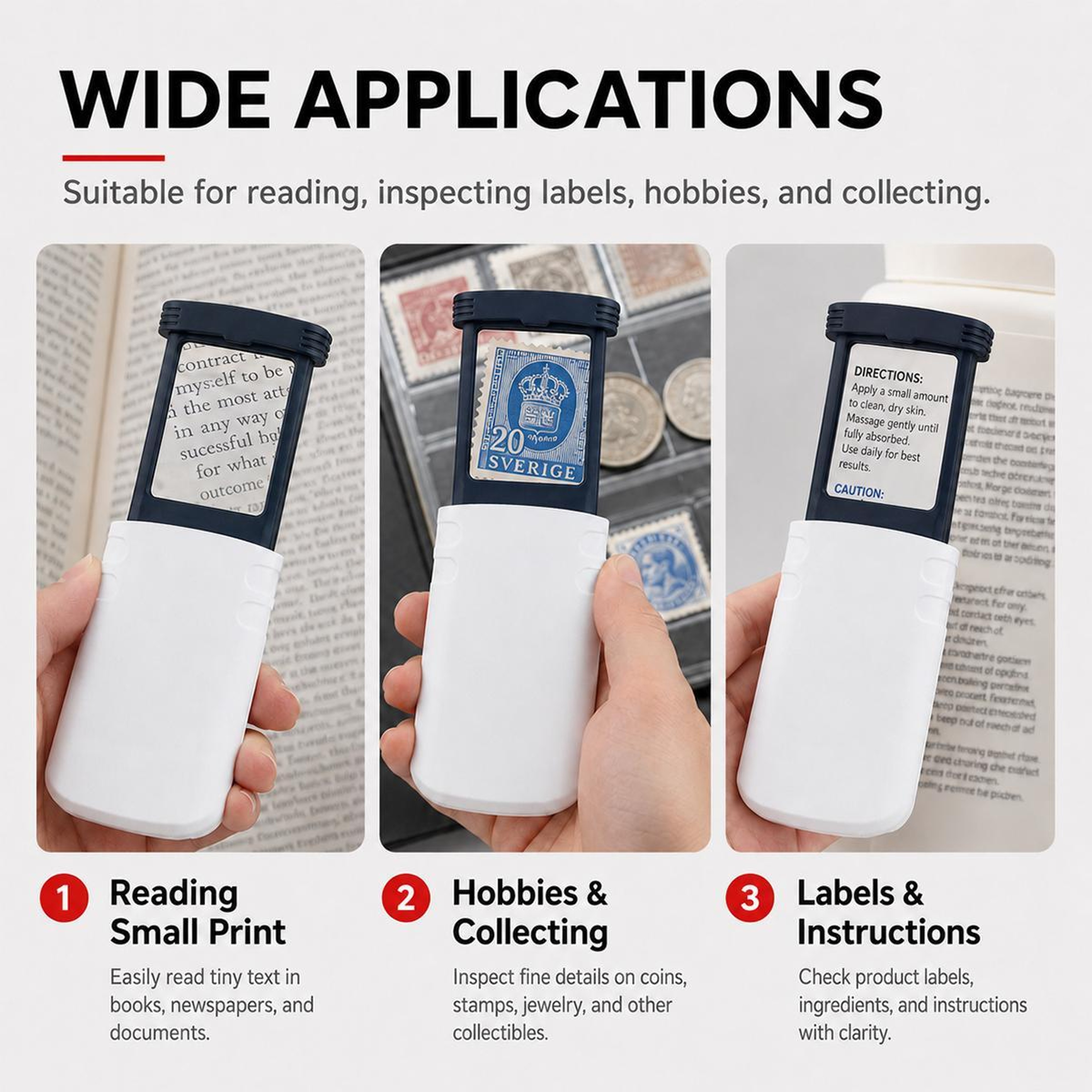 4X Pocket Magnifier with LED Light Portable Pull-Out Reading Magnifying Glass – view 8
