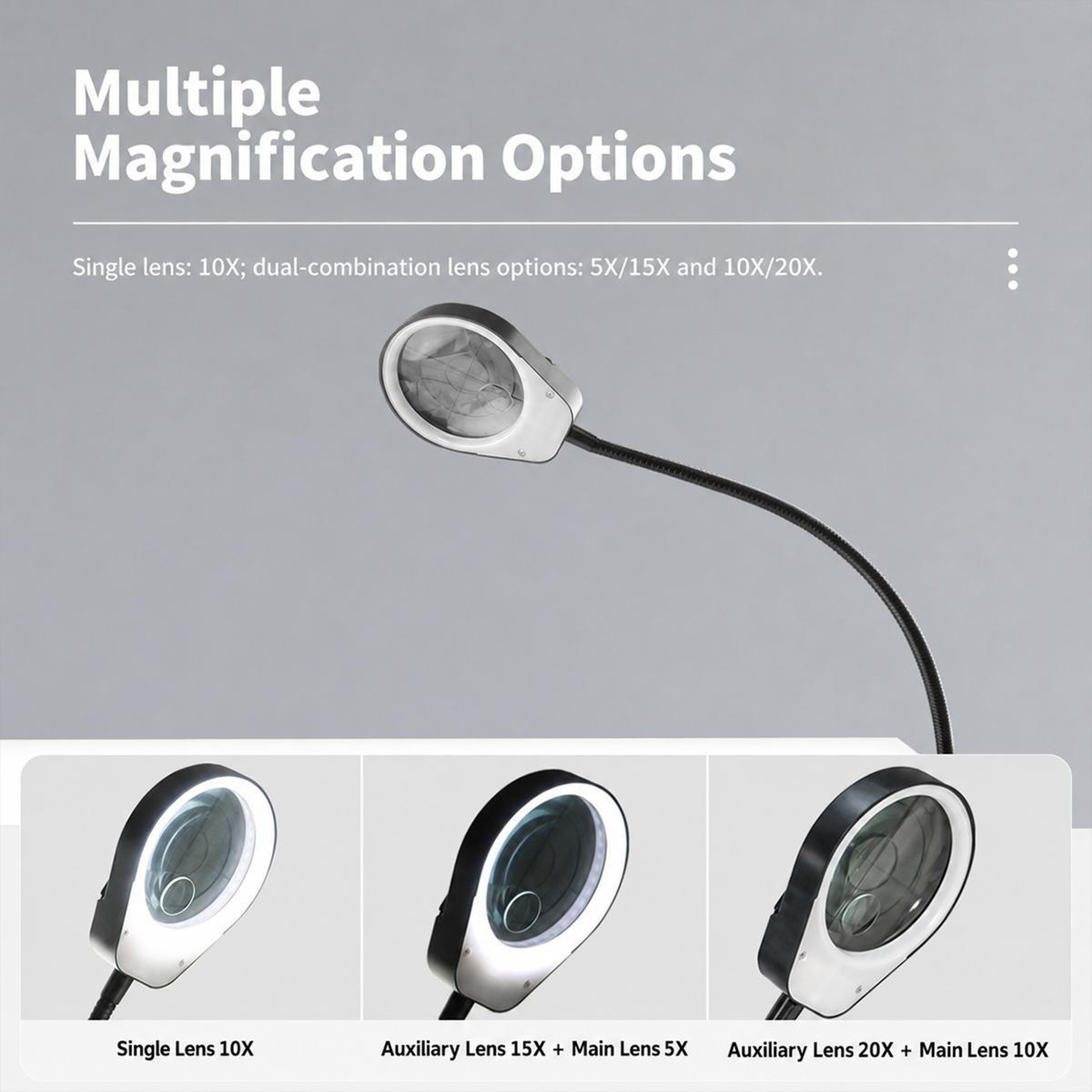 10X LED Magnifying Lamp with Flexible Arm and Table Clamp for Soldering and Inspection – view 5