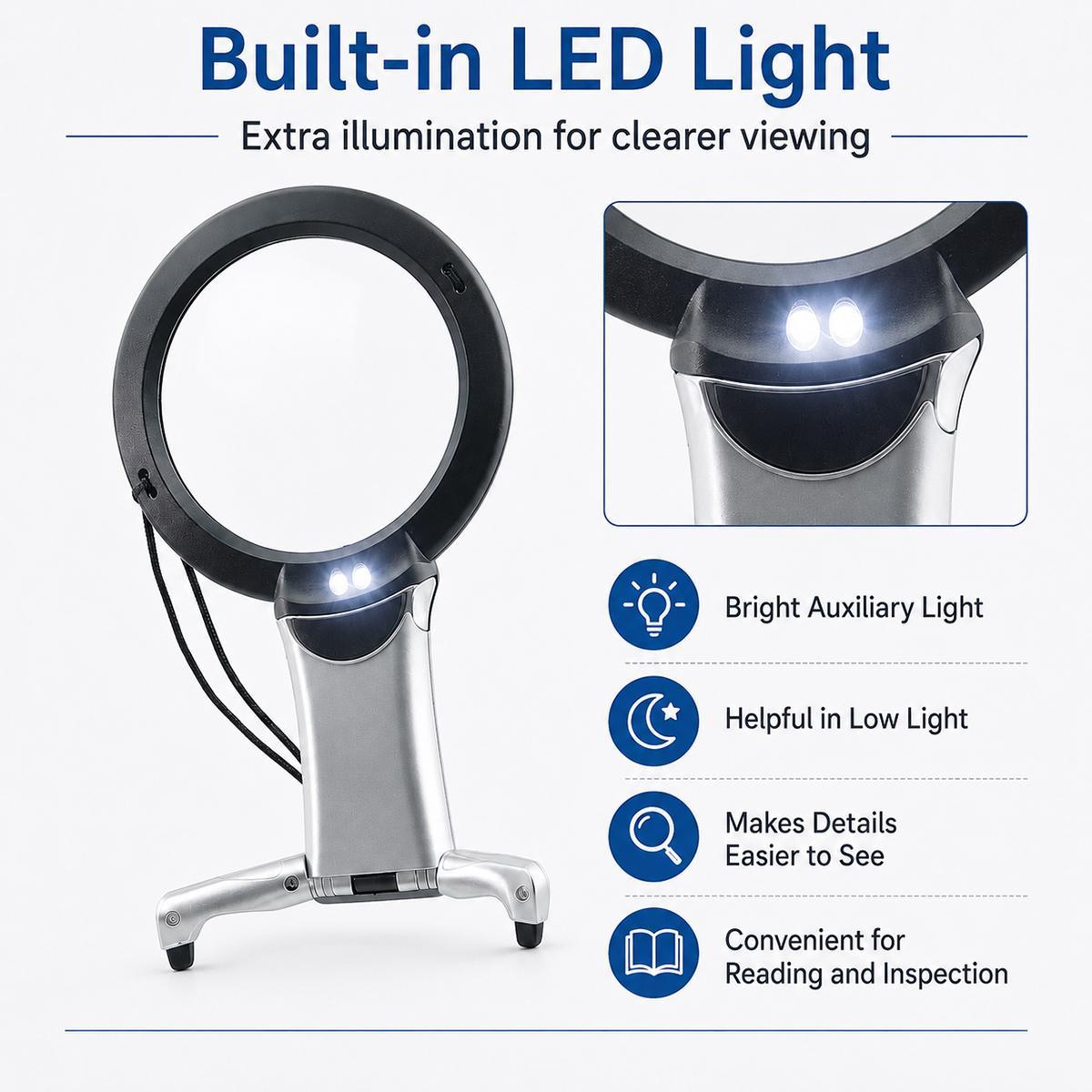 Hands-Free Magnifying Glass with LED Light for Reading, Sewing and Crafts – view 5