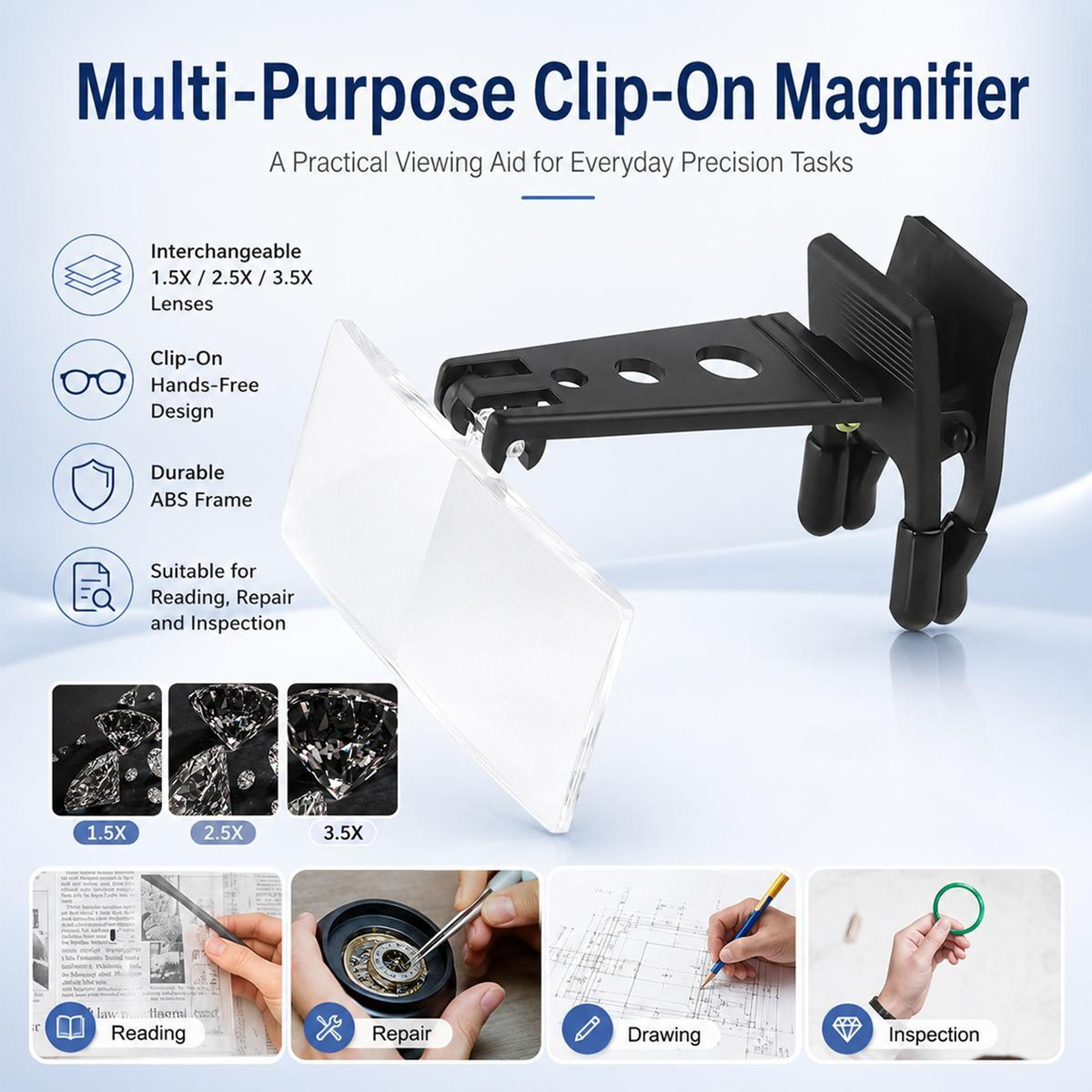 3Lens ClipOn Magnifying Glasses For HandsFree Reading Crafts And Precision Work 8