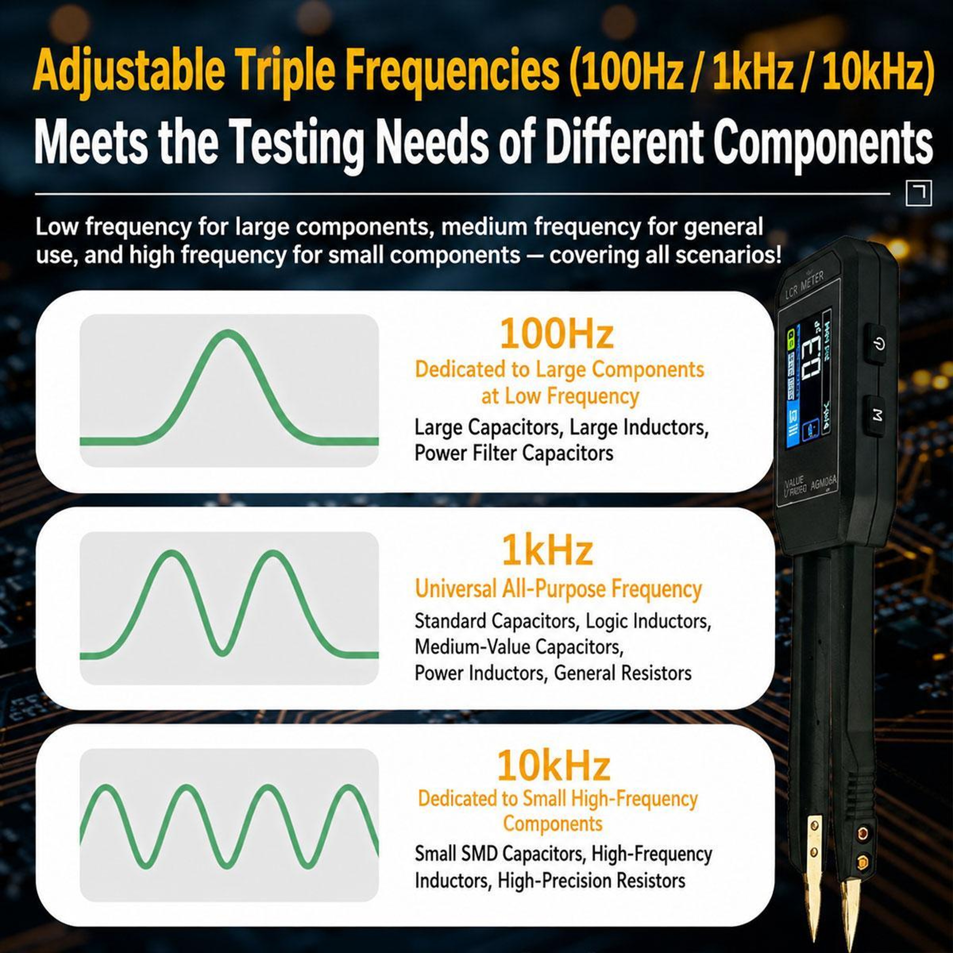 SMART SENSOR Digital LCR Tweezers SMD Component Tester With Auto Detection 9