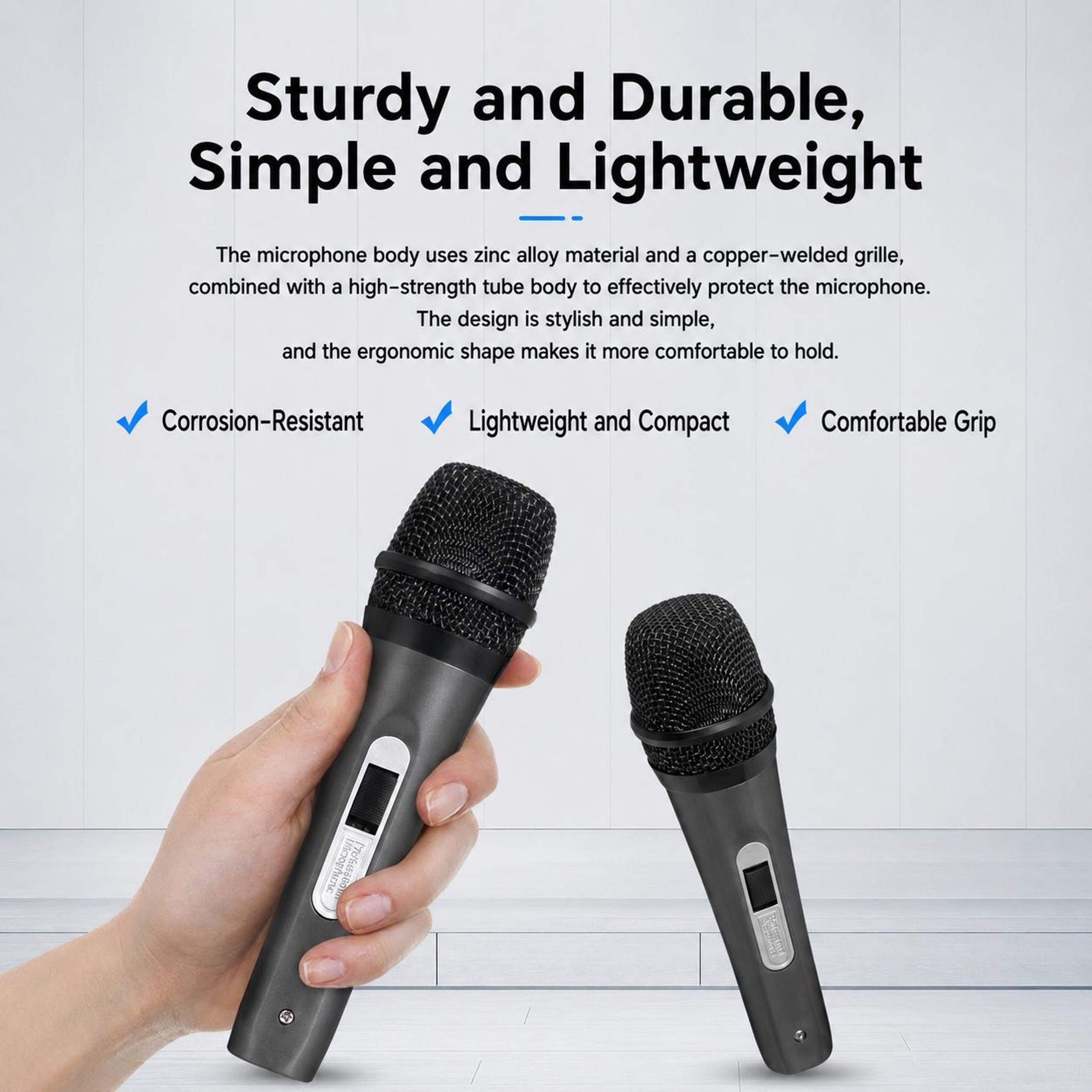 Wired Dynamic Microphone with Anti-Feedback Design, 6.35mm Plug and 3m Cable – view 5