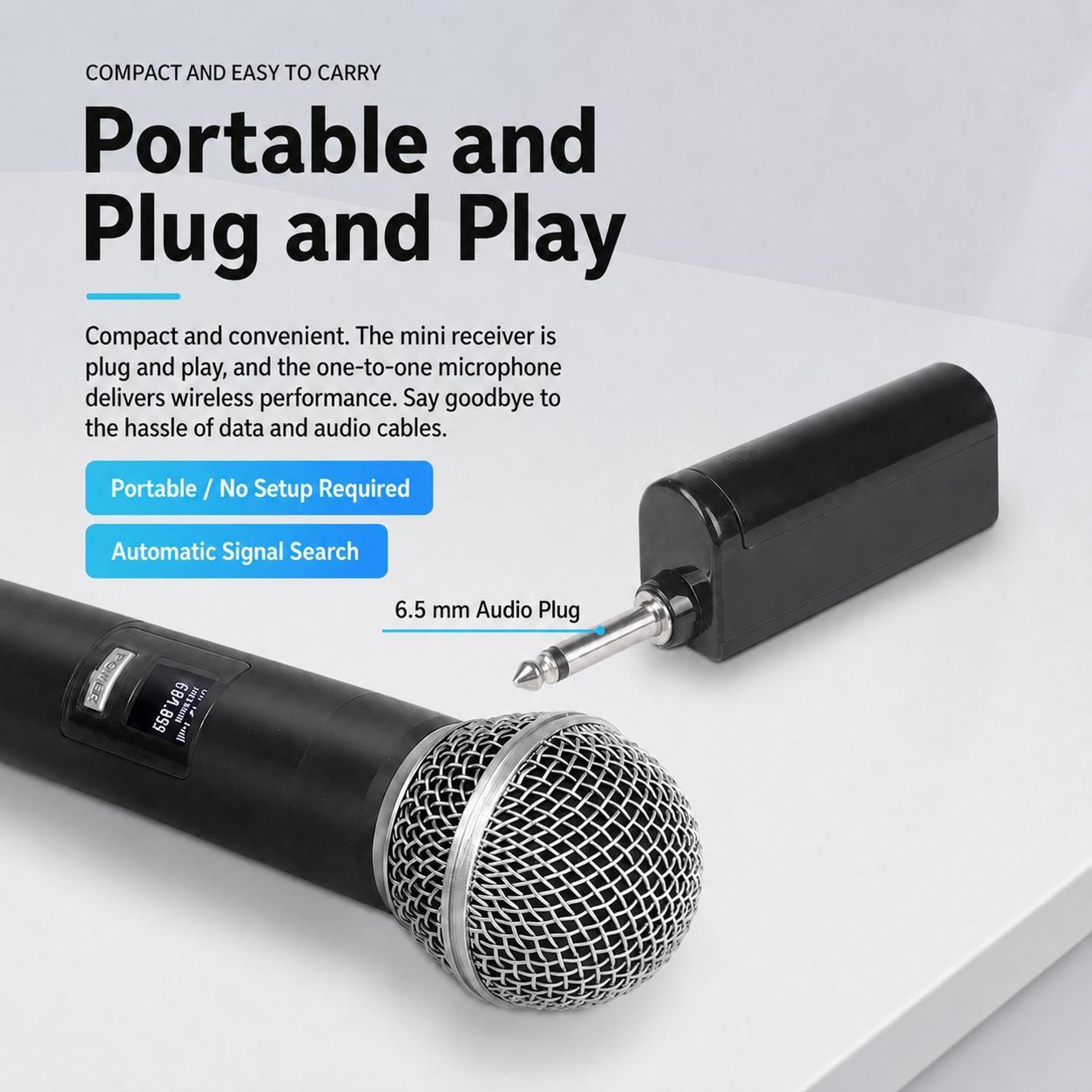 GE5 Dual Wireless Handheld Microphone Set With 24G Receiver And 50m Range 10
