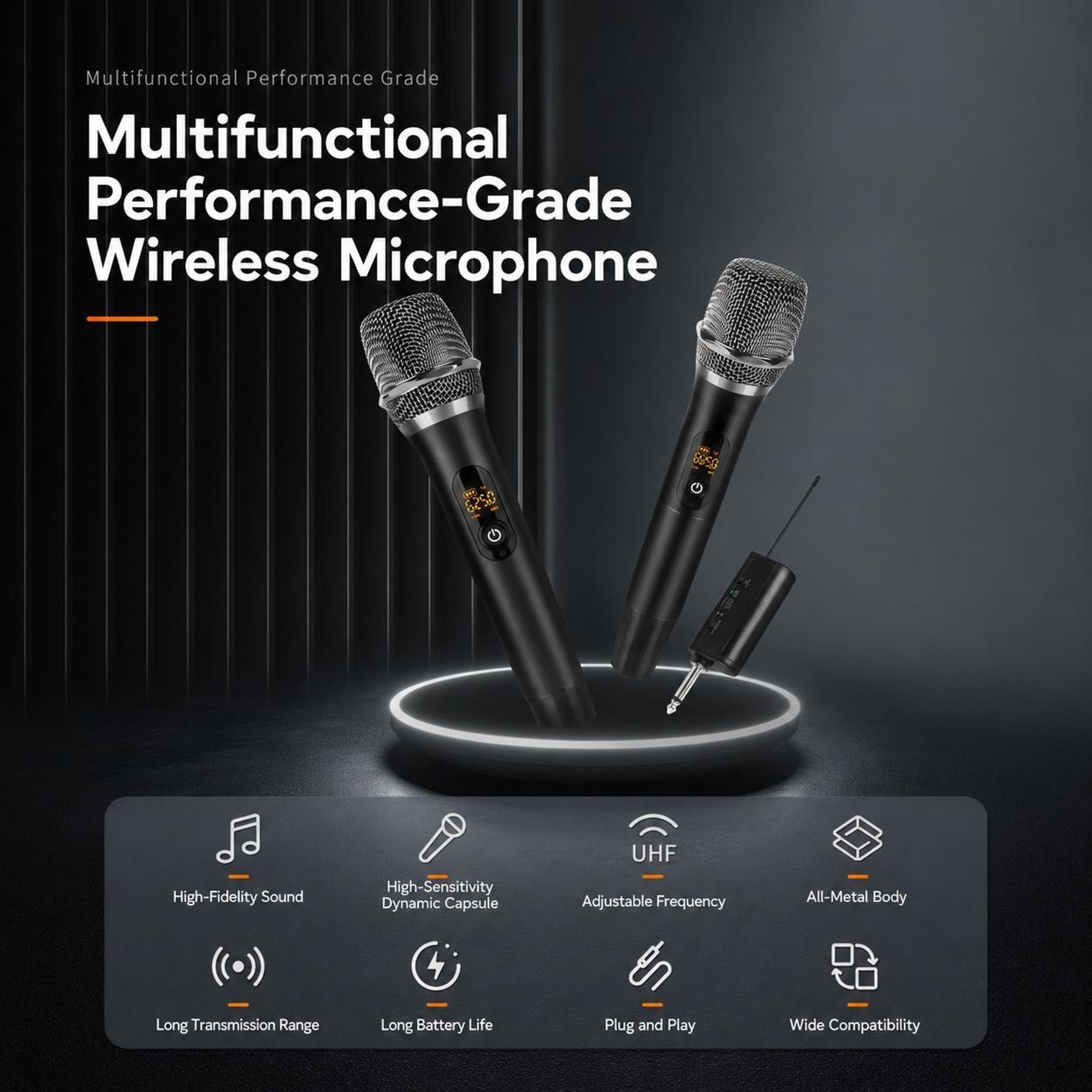 E11 UHF Wireless Microphone With Rechargeable Dynamic Handheld Mic And Receiver 1