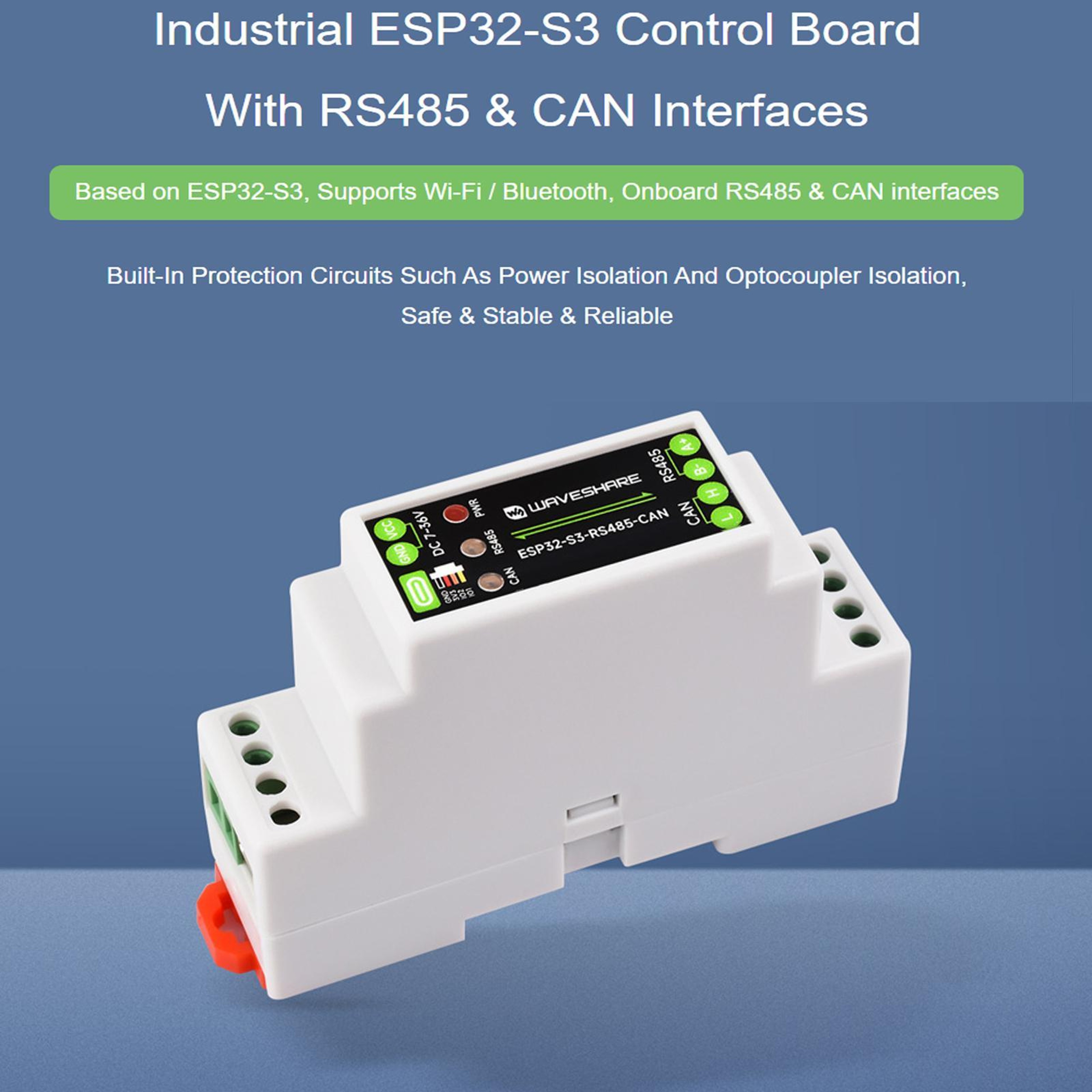 ESP32S3 Industrial Control Board With Isolated RS485 CAN And External Antenna 1