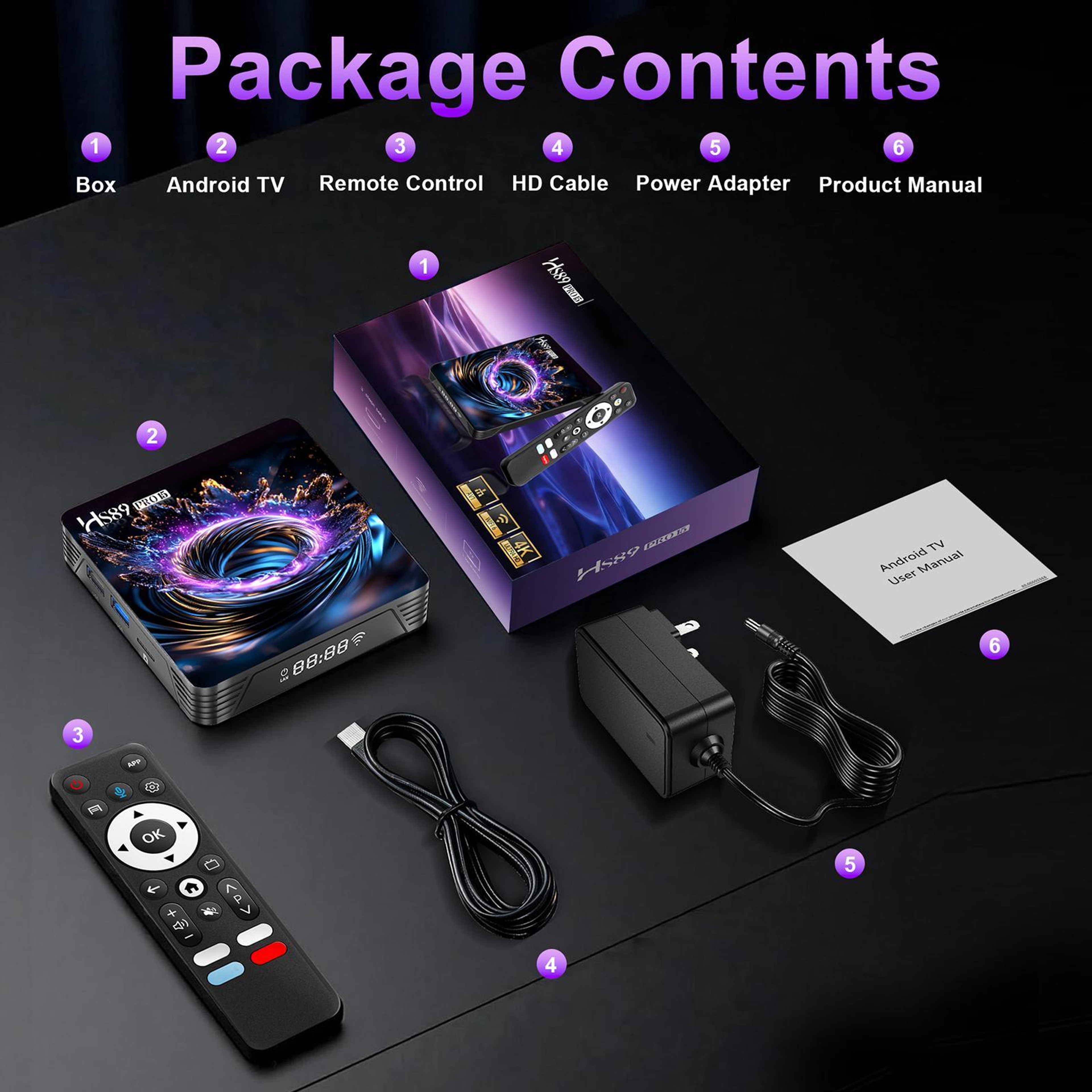 HS89 Pro 15 Android 14 TV Box With 4K HDR WiFi 6 RK3539 Processor 9