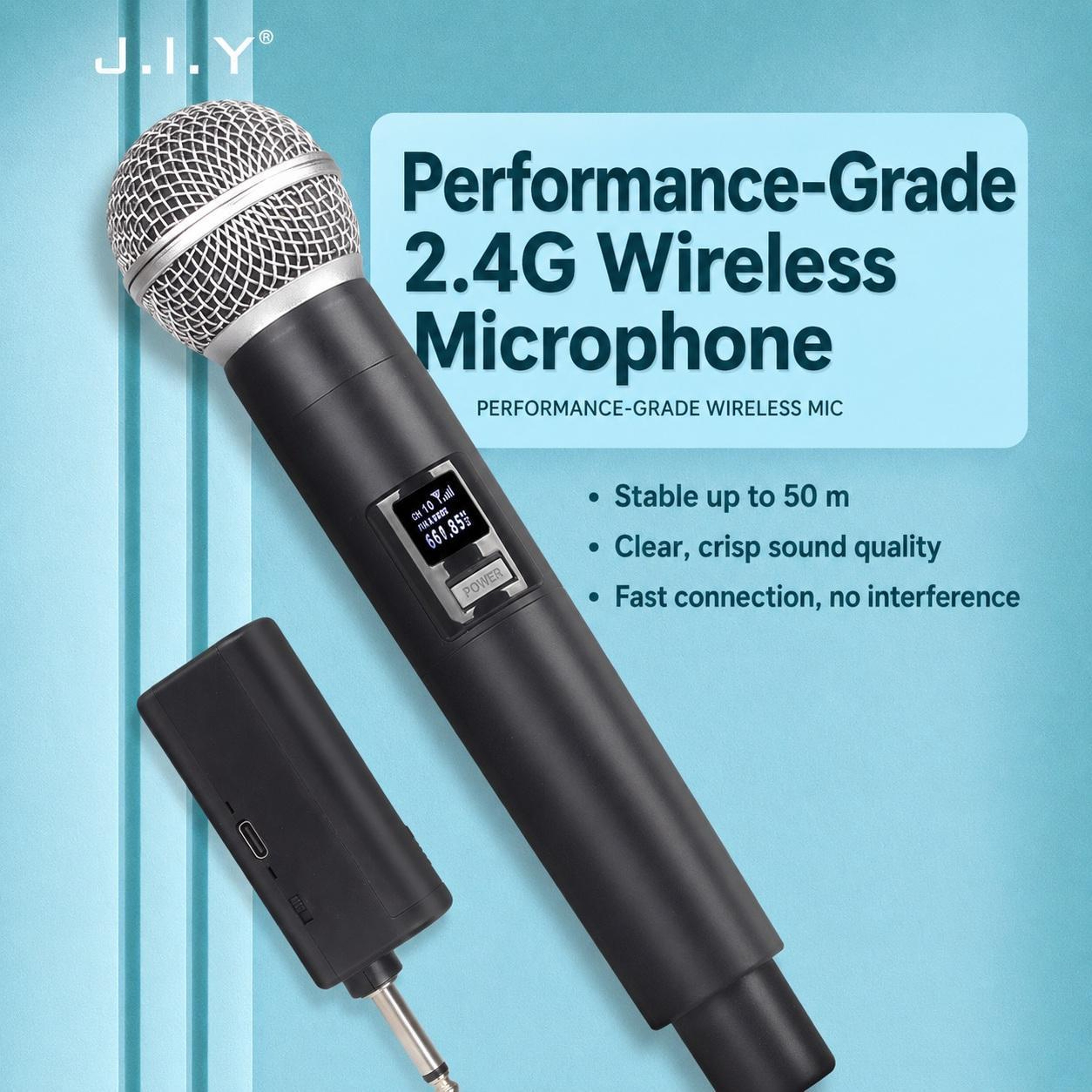 E5 Dual UHF Wireless Microphone System With 2 Handheld Mics And 50m Range 7