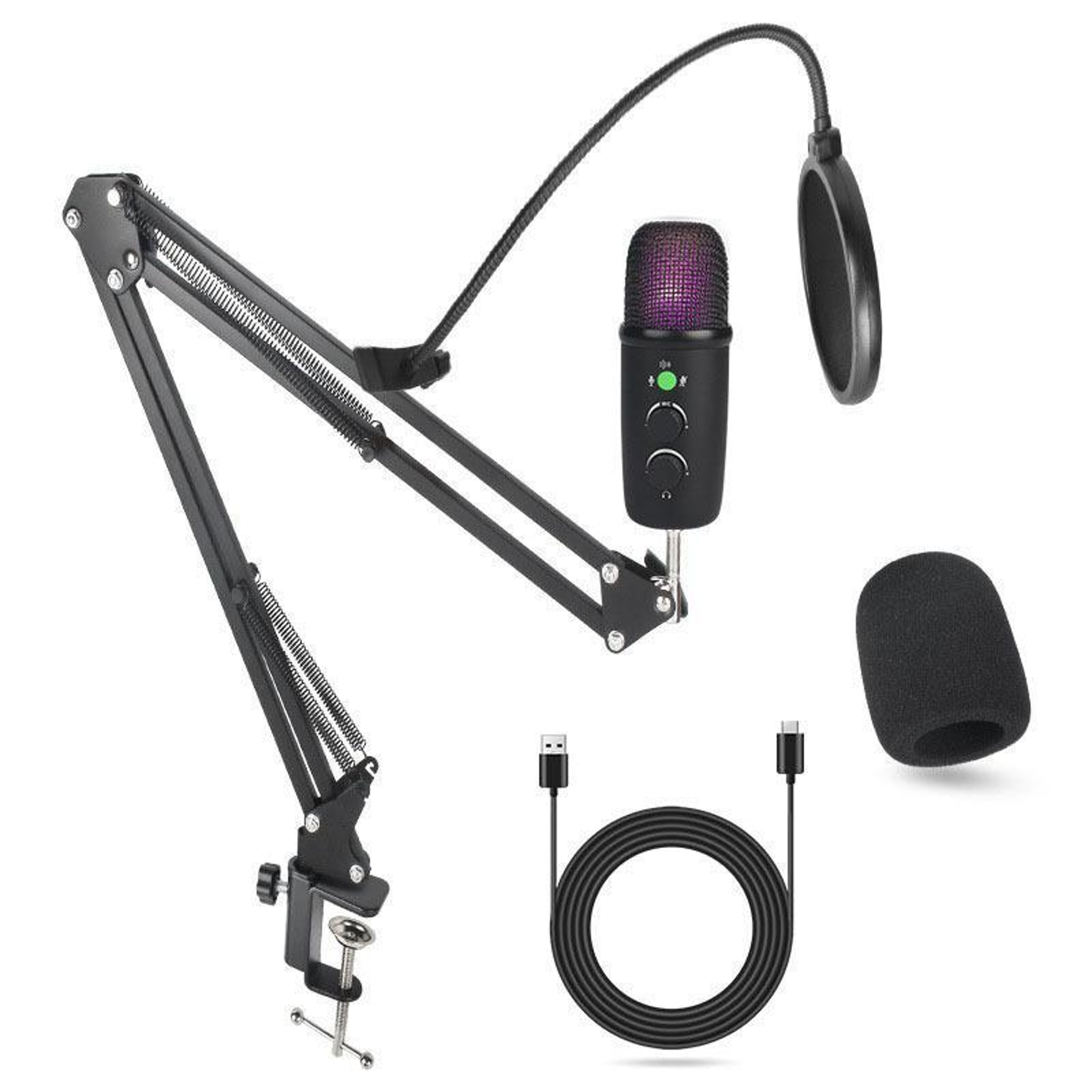 X502 192kHz USB Condenser Microphone With Adjustable Boom Arm Stand 1