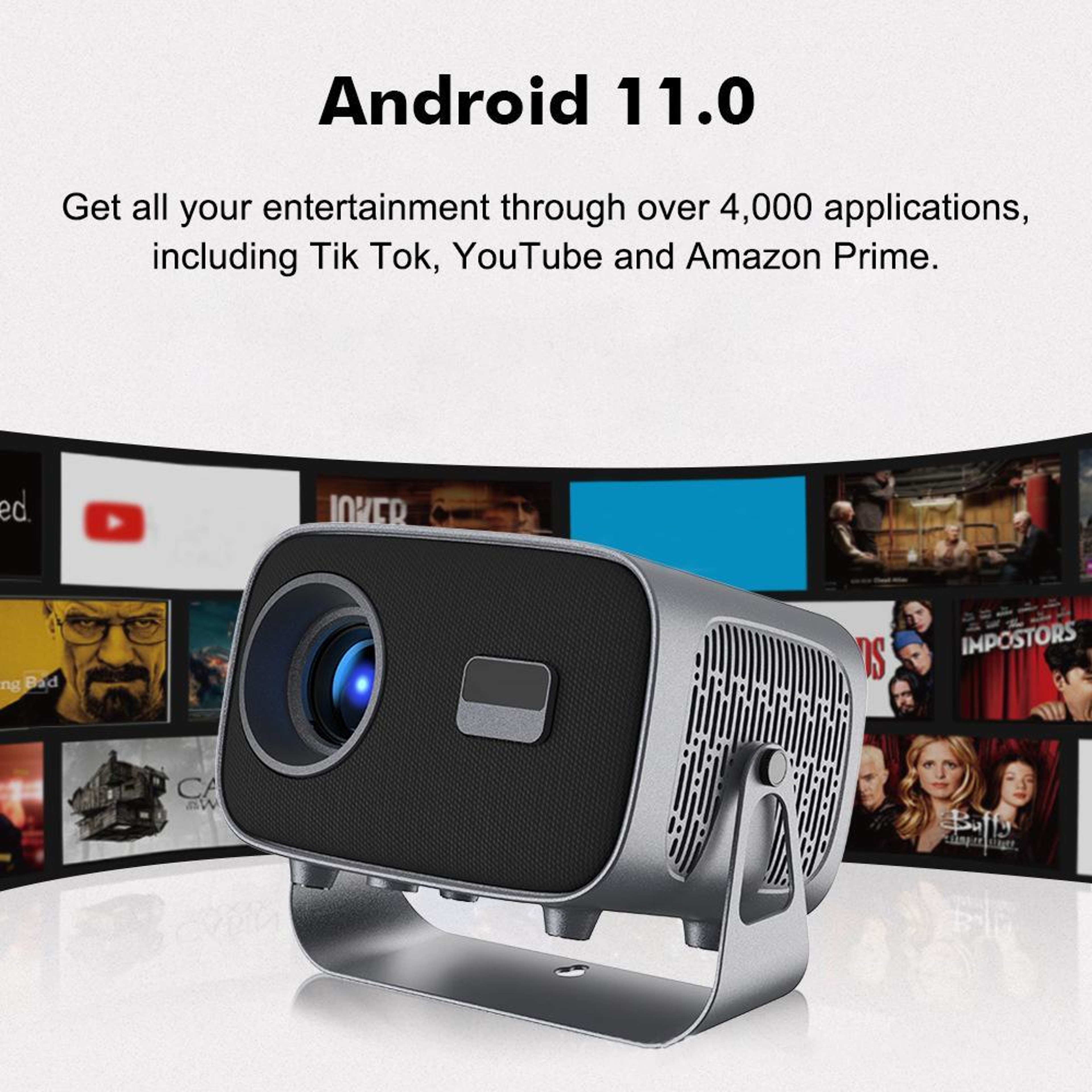 A10 Plus Android 11 Projector With 360 Degree Rotation WiFi 6 Auto Keystone And Motorized Focus 6