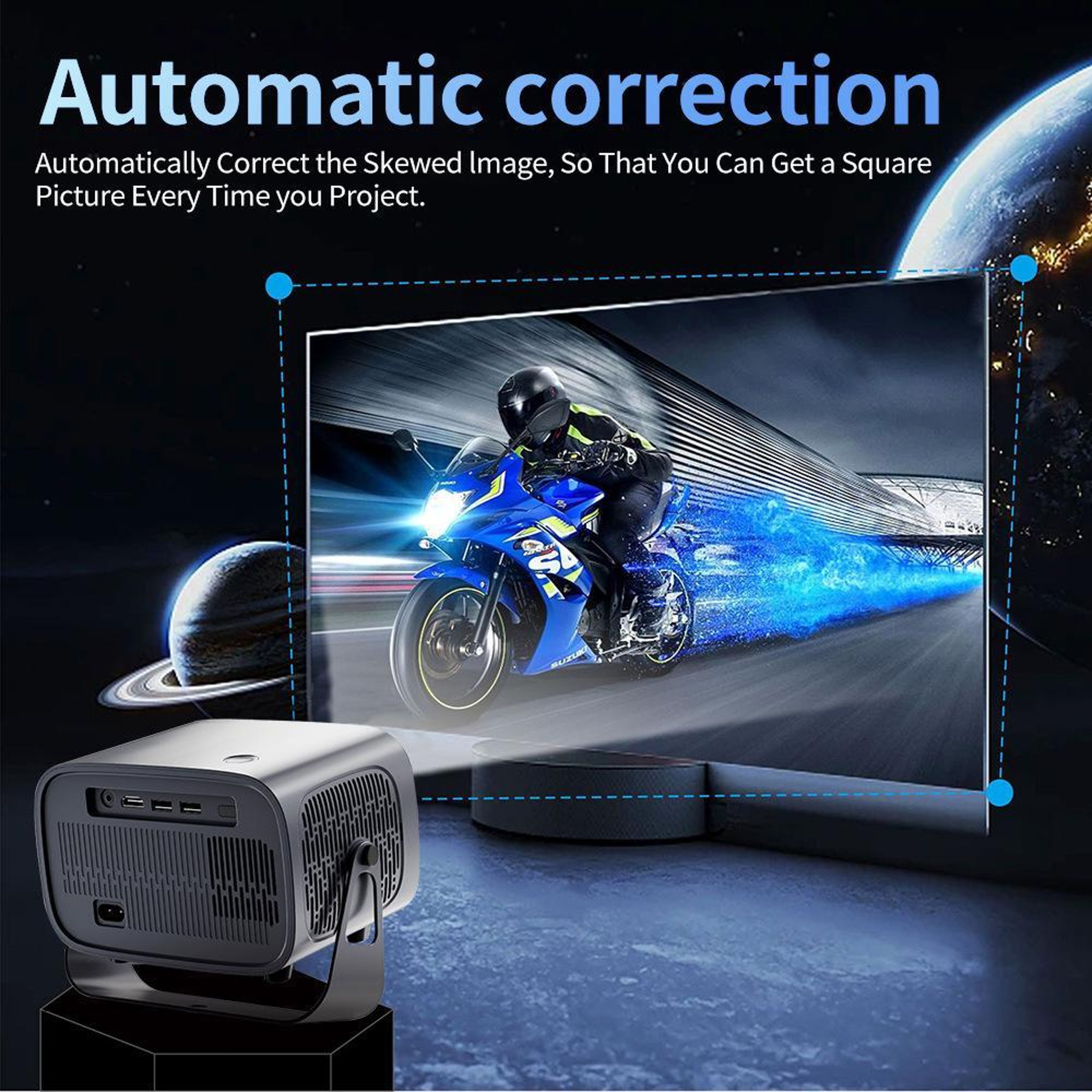 A10 Plus Android 11 Projector With 360 Degree Rotation WiFi 6 Auto Keystone And Motorized Focus 8