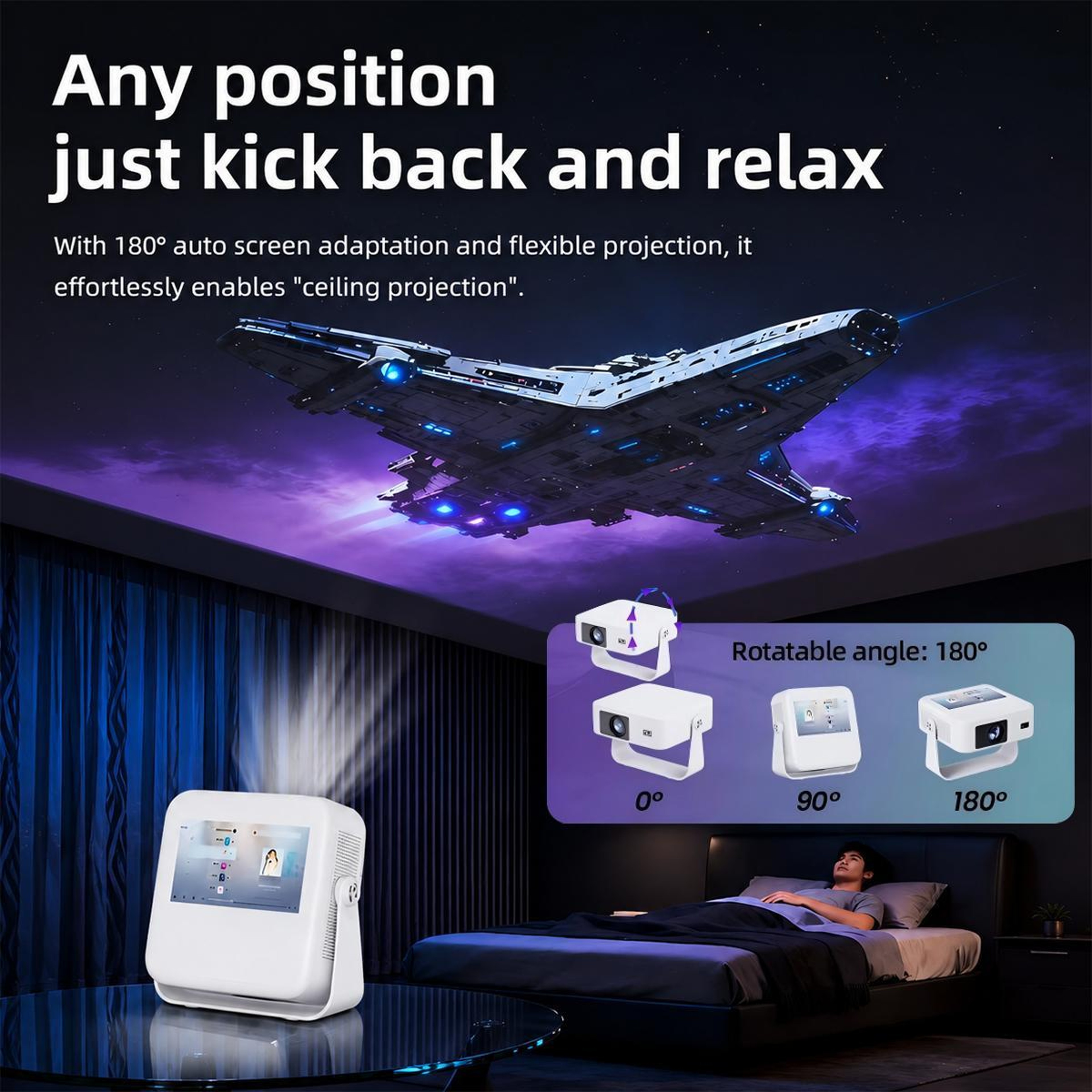 A53 Android 13 Projector With Native 1080P Auto Focus And WiFi 6 6