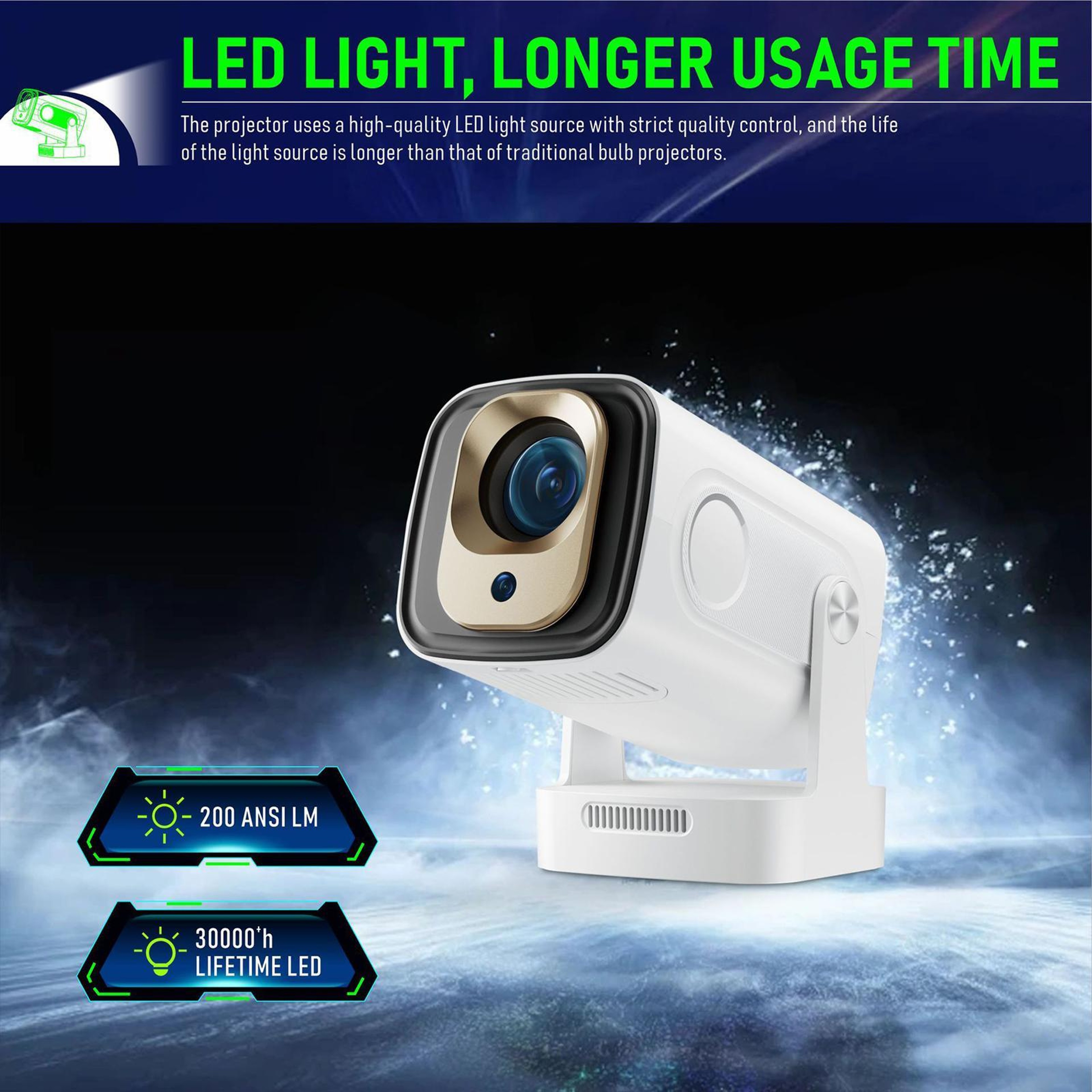 HY260 Pro 1080P Smart Projector With WiFi 6 4K Support And Short Throw 7