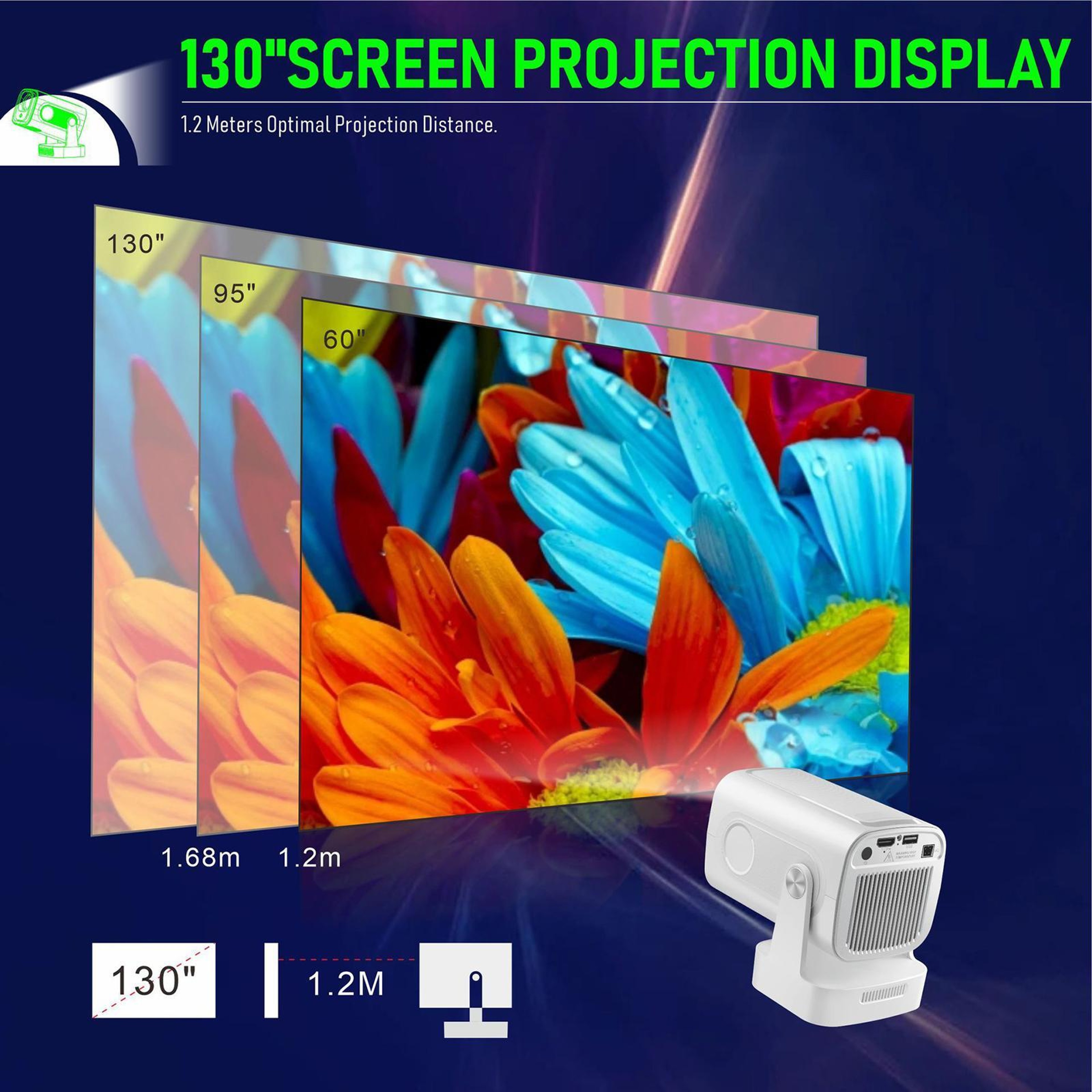 HY260 Pro 1080P Smart Projector With WiFi 6 4K Support And Short Throw 9