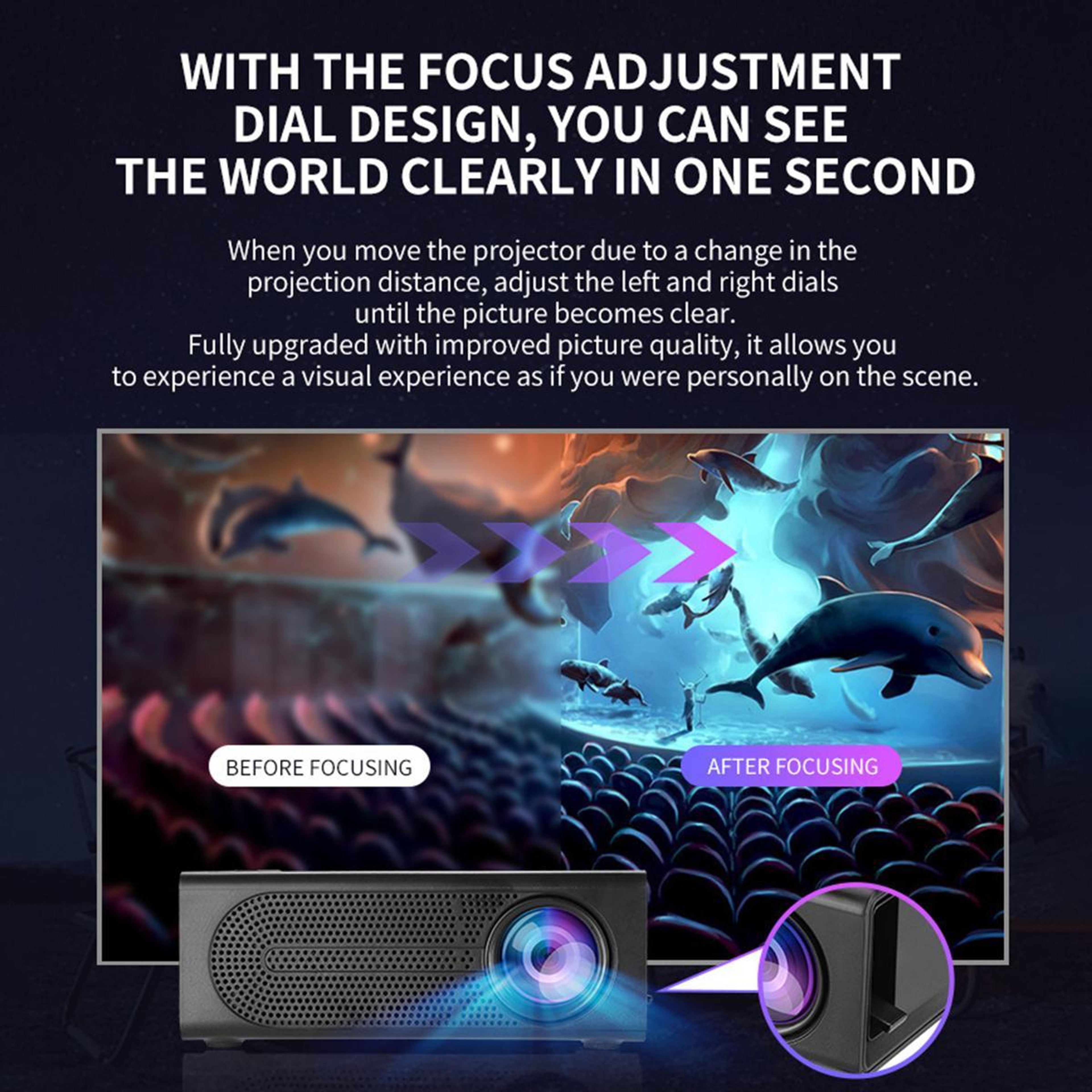 Portable Mini Projector With 1080P Support Phone Mirroring 16