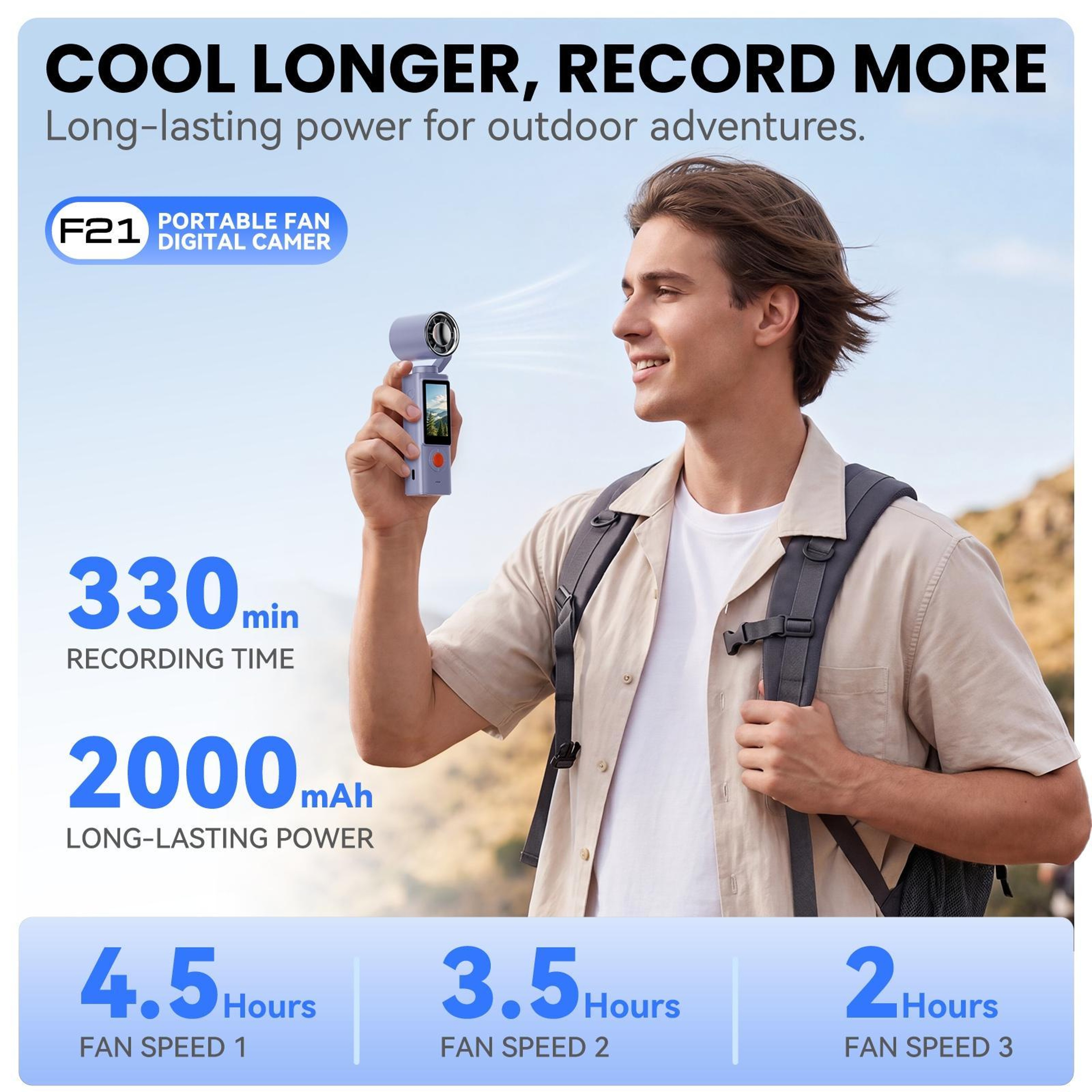 Vlog Camera With Handheld Fan 197Inch IPS Screen And 270 Rotating Lens 11