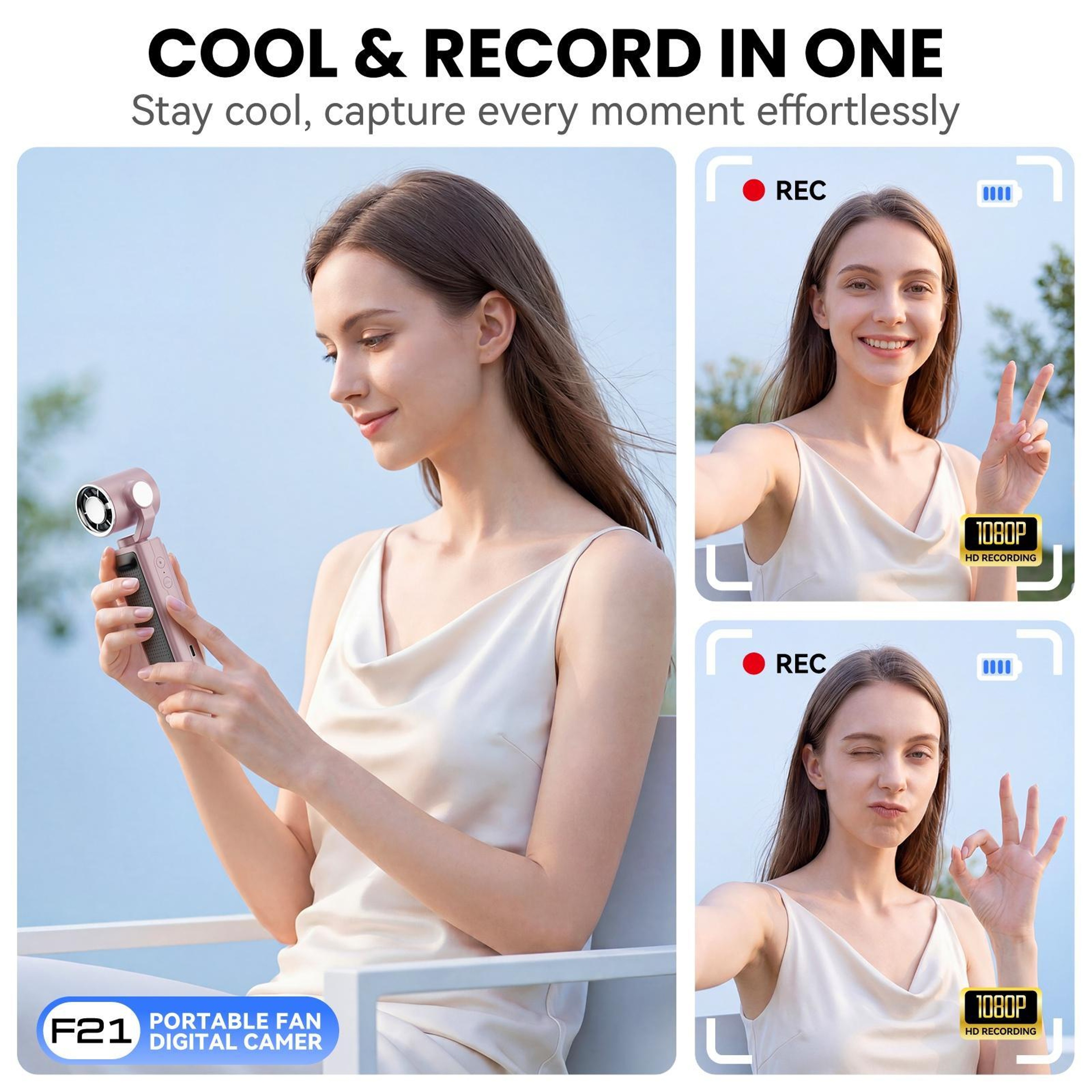 Vlog Camera With Handheld Fan 197Inch IPS Screen And 270 Rotating Lens 3