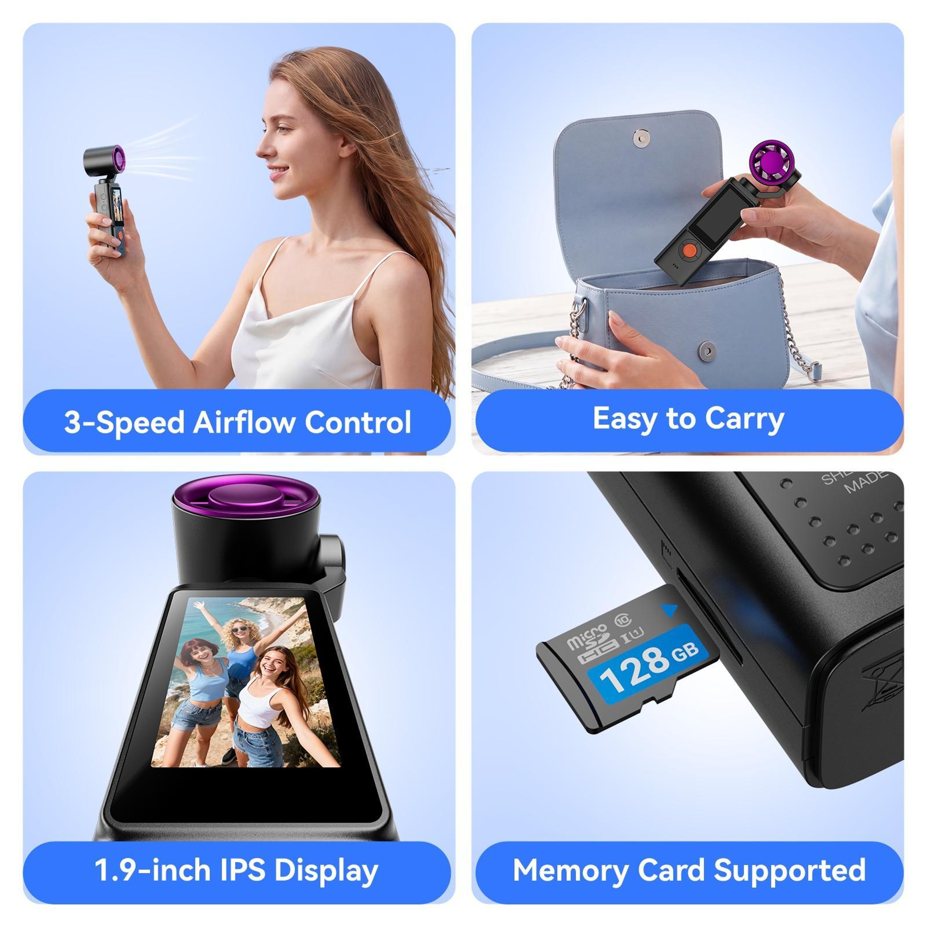 Vlog Camera With Handheld Fan 197Inch IPS Screen And 270 Rotating Lens 6
