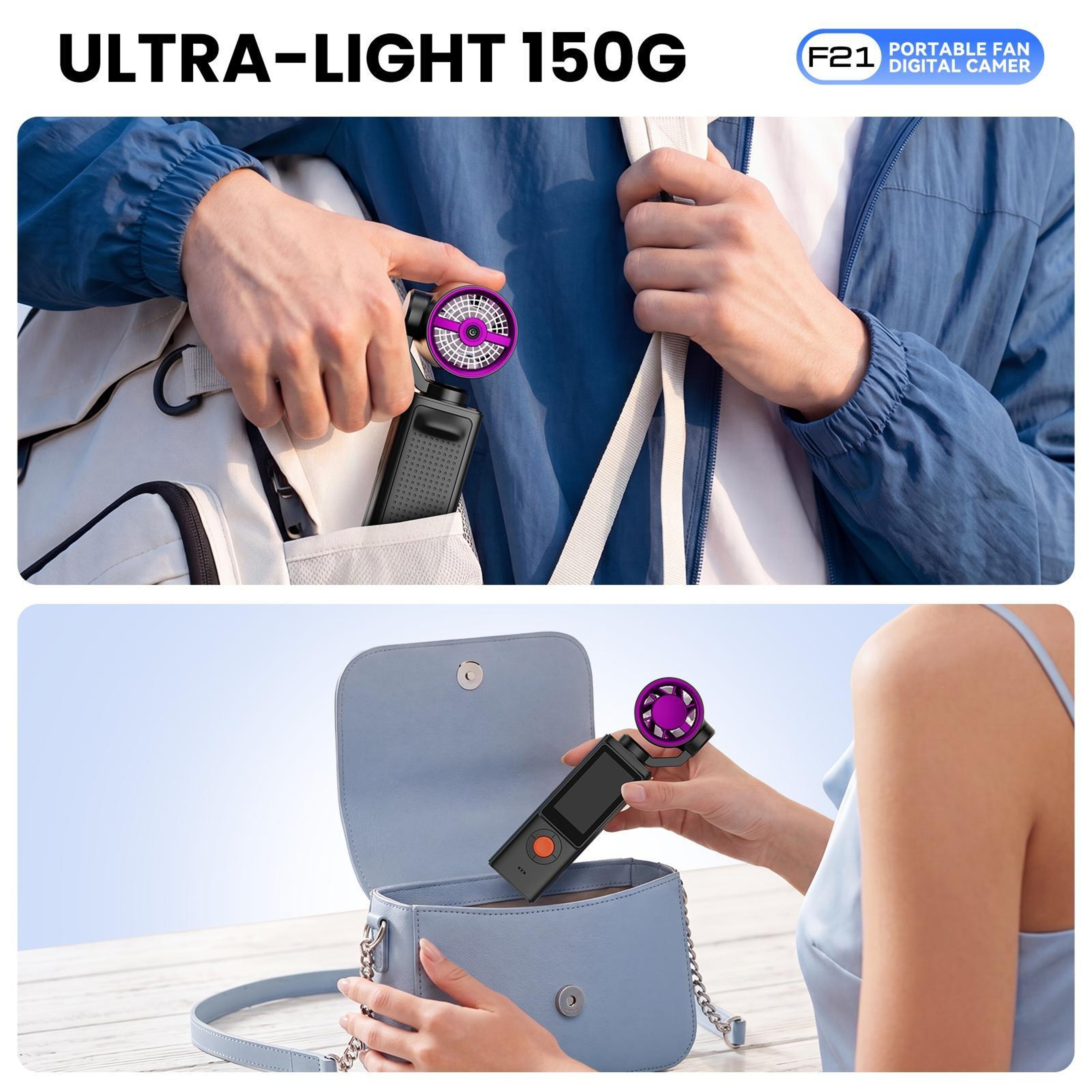 Vlog Camera With Handheld Fan 197Inch IPS Screen And 270 Rotating Lens 12