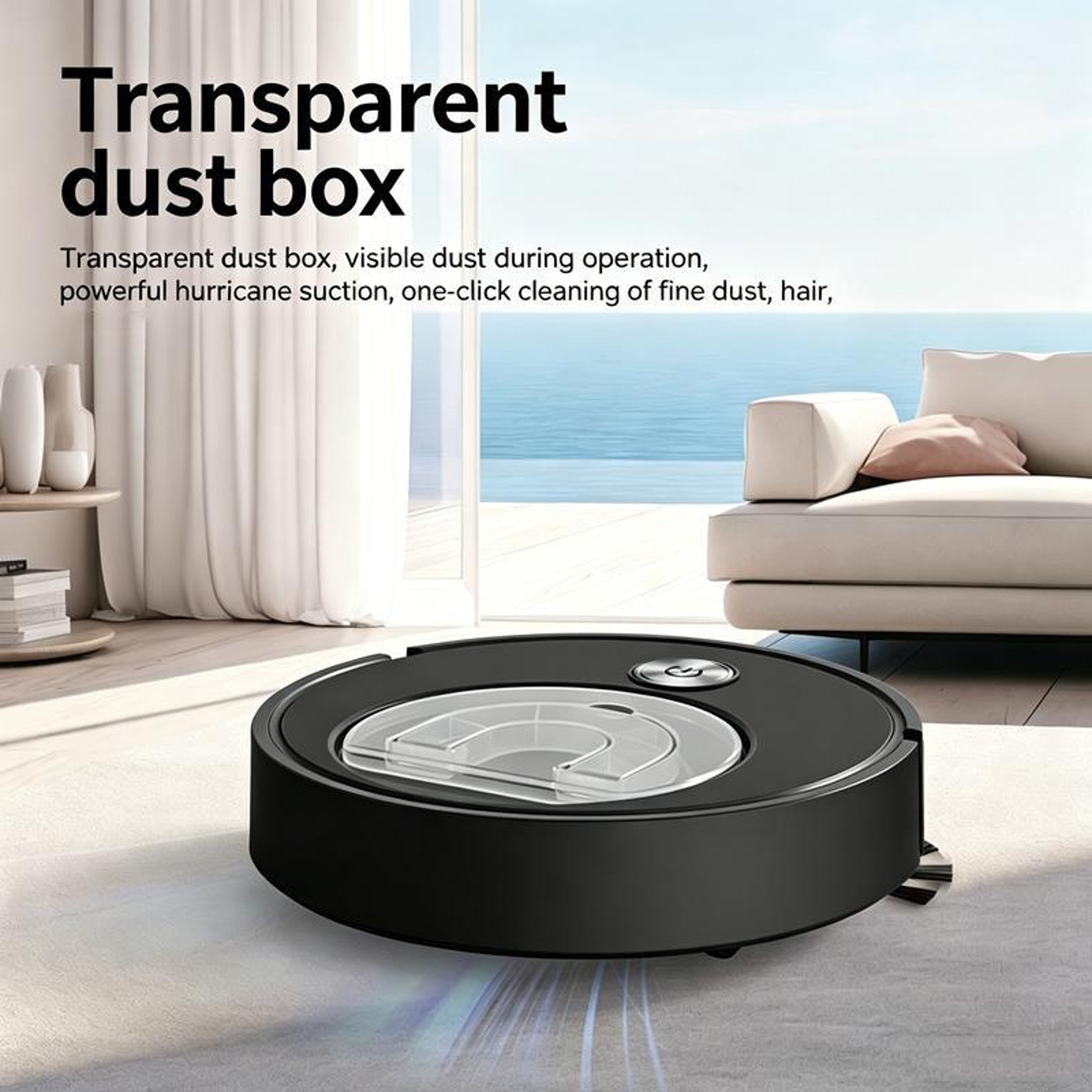 3-in-1 Robot Vacuum and Mop for Hard Floors with Ultra-Slim Design and Transparent Dustbin – view 2