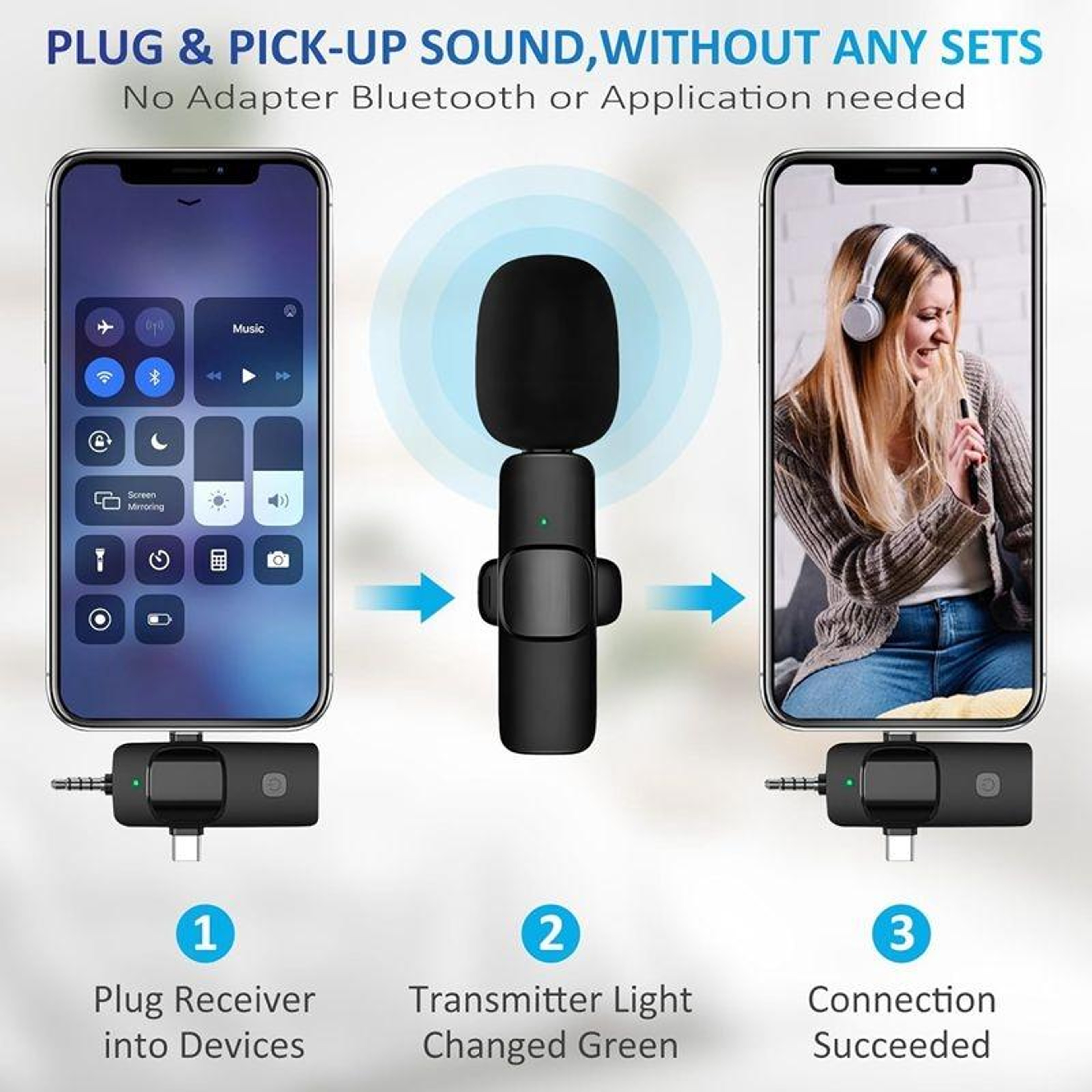 Dual Wireless Lavalier Microphone for iPhone and Android with Noise Reduction and Real-Time Monitoring – view 12